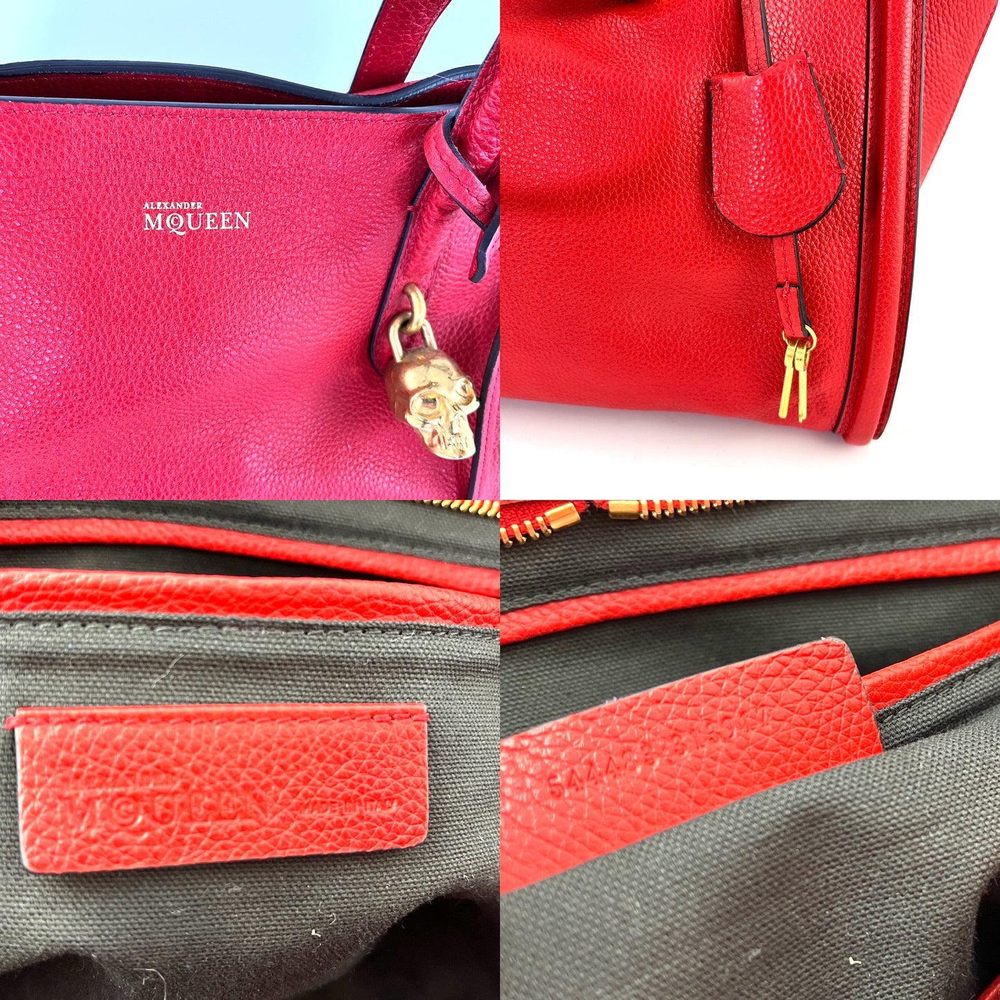 Alexander McQueen Red Grained Leather Tote