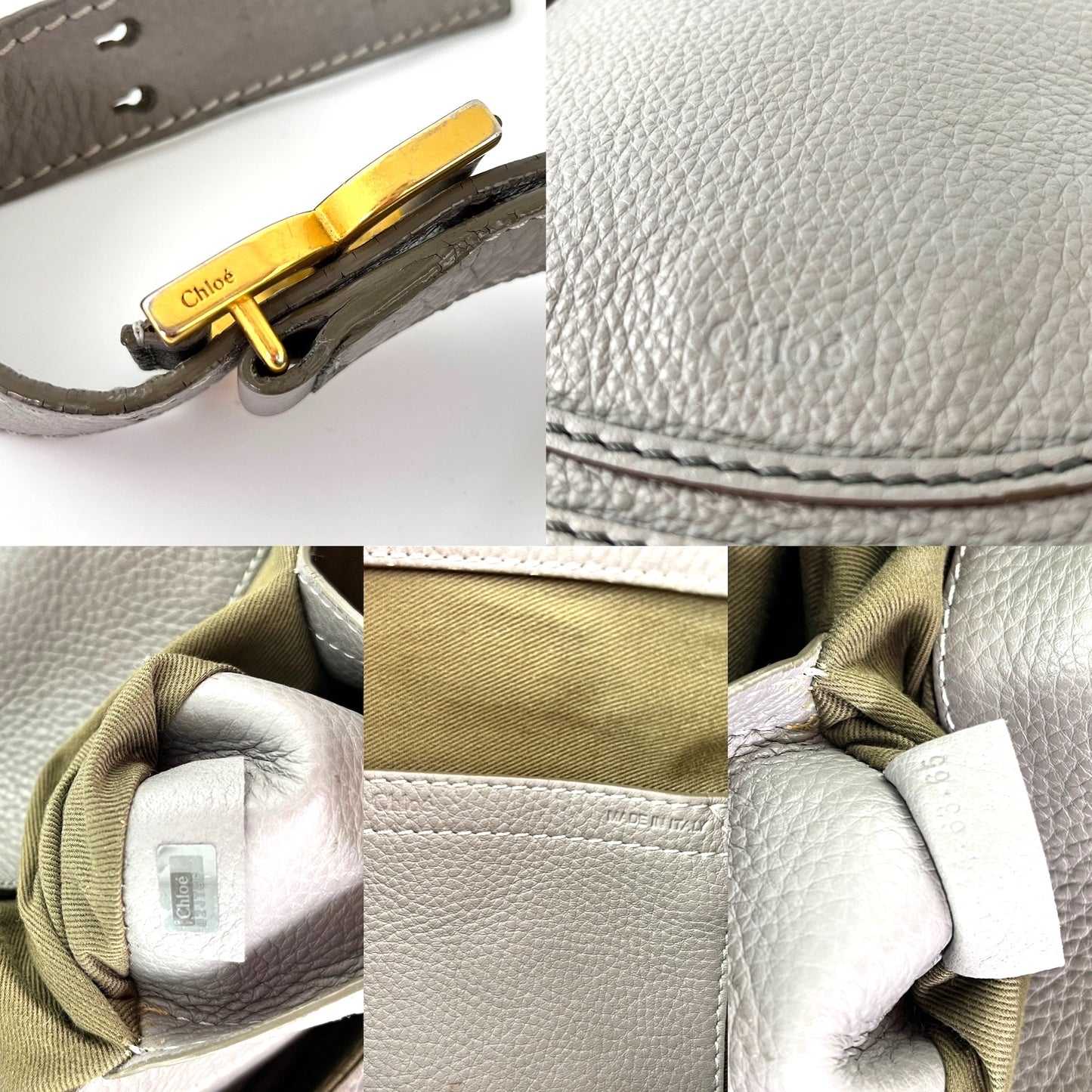 CHLOE Marcie Gray Leather Crossbody Saddle Bag