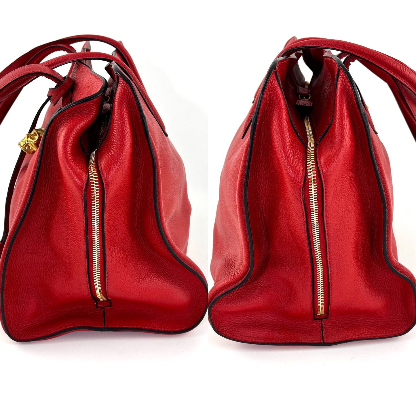 Alexander McQueen Red Grained Leather Tote