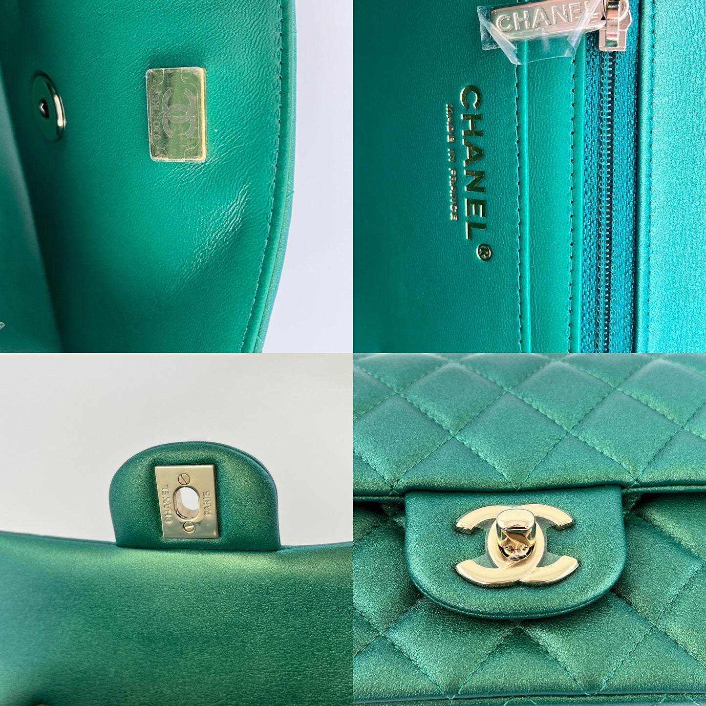 CHANEL Iridescent Green 2022 Rectangular Mini Flap Bag