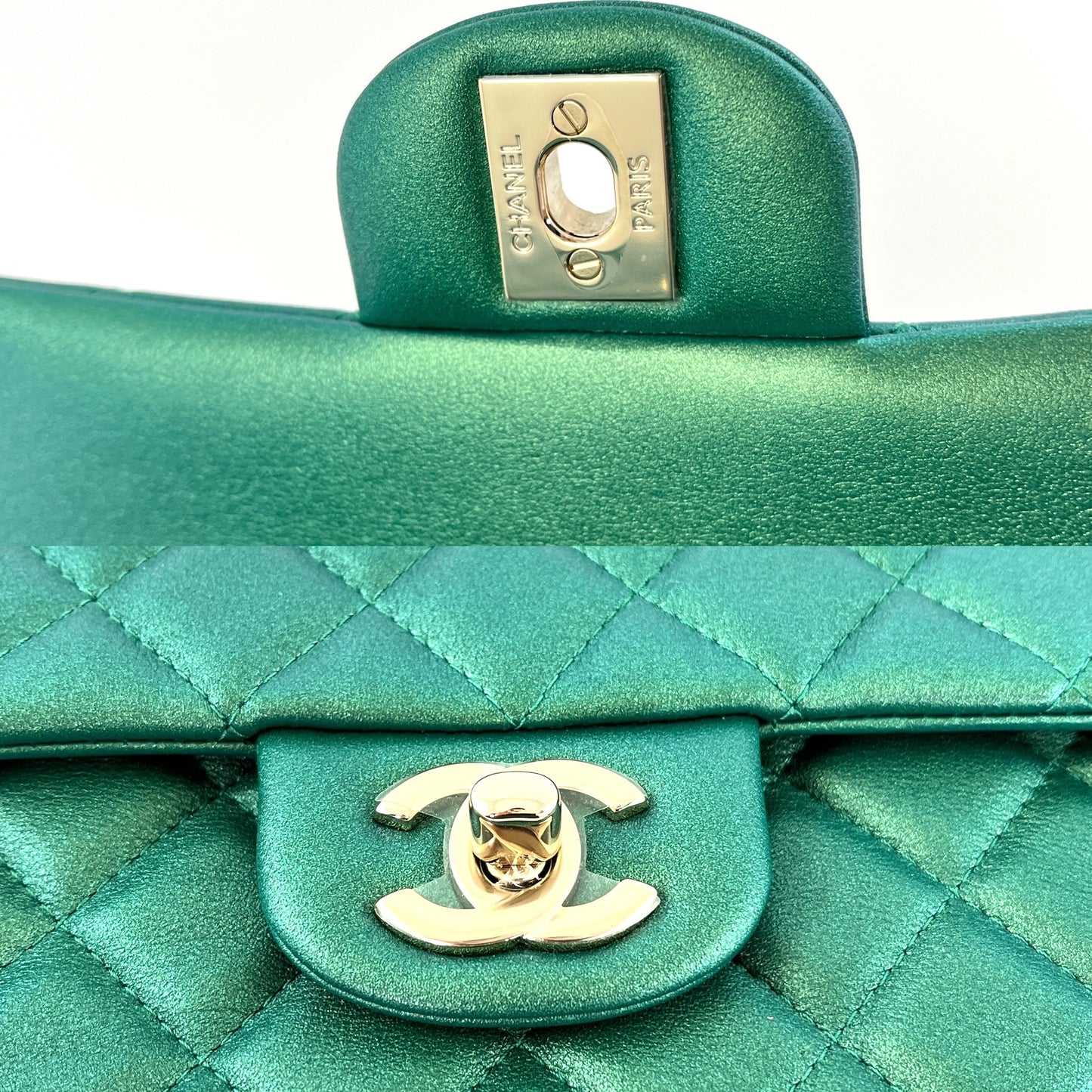 CHANEL Iridescent Green 2022 Rectangular Mini Flap Bag