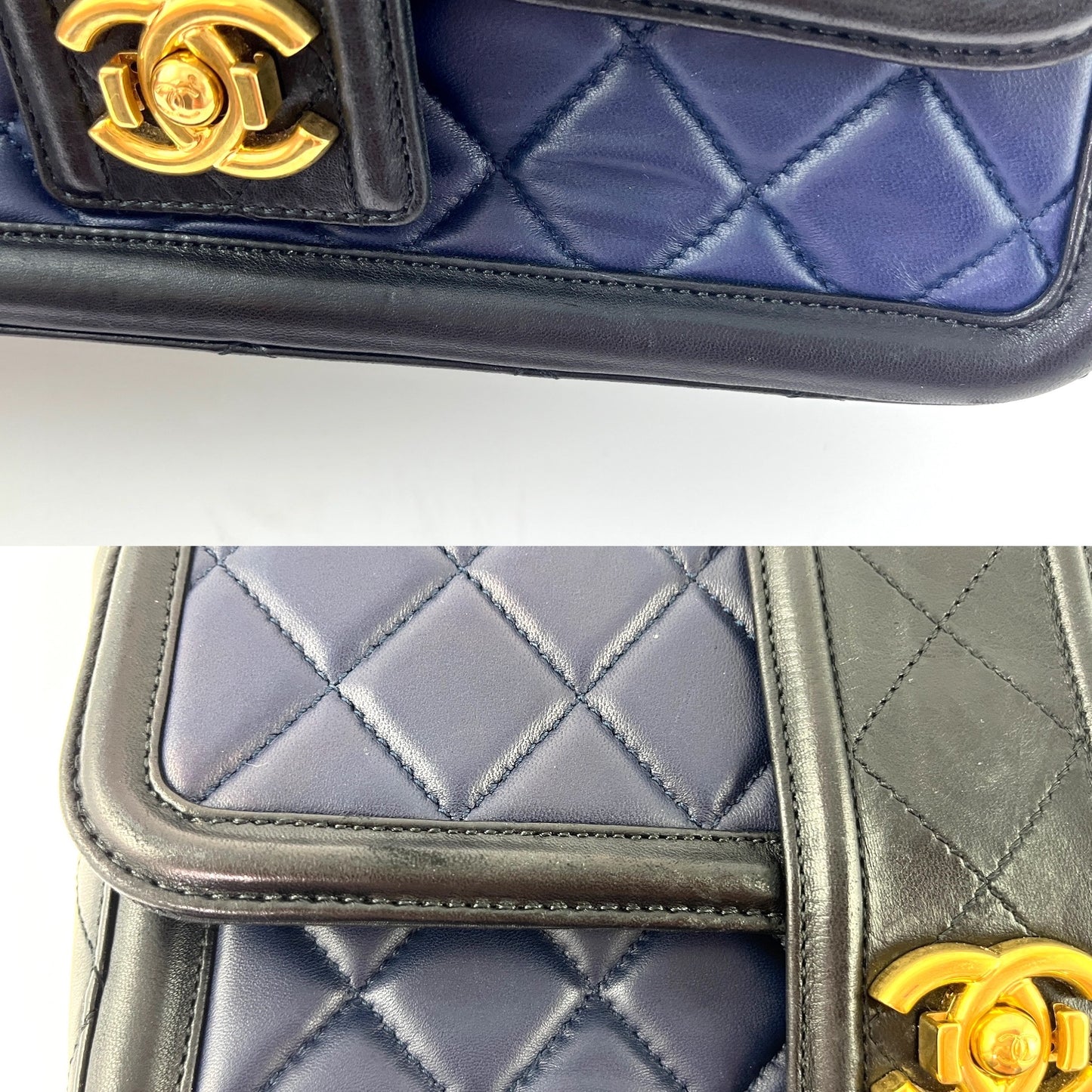 CHANEL Elegant CC Navy Black Quilted Flap Bag