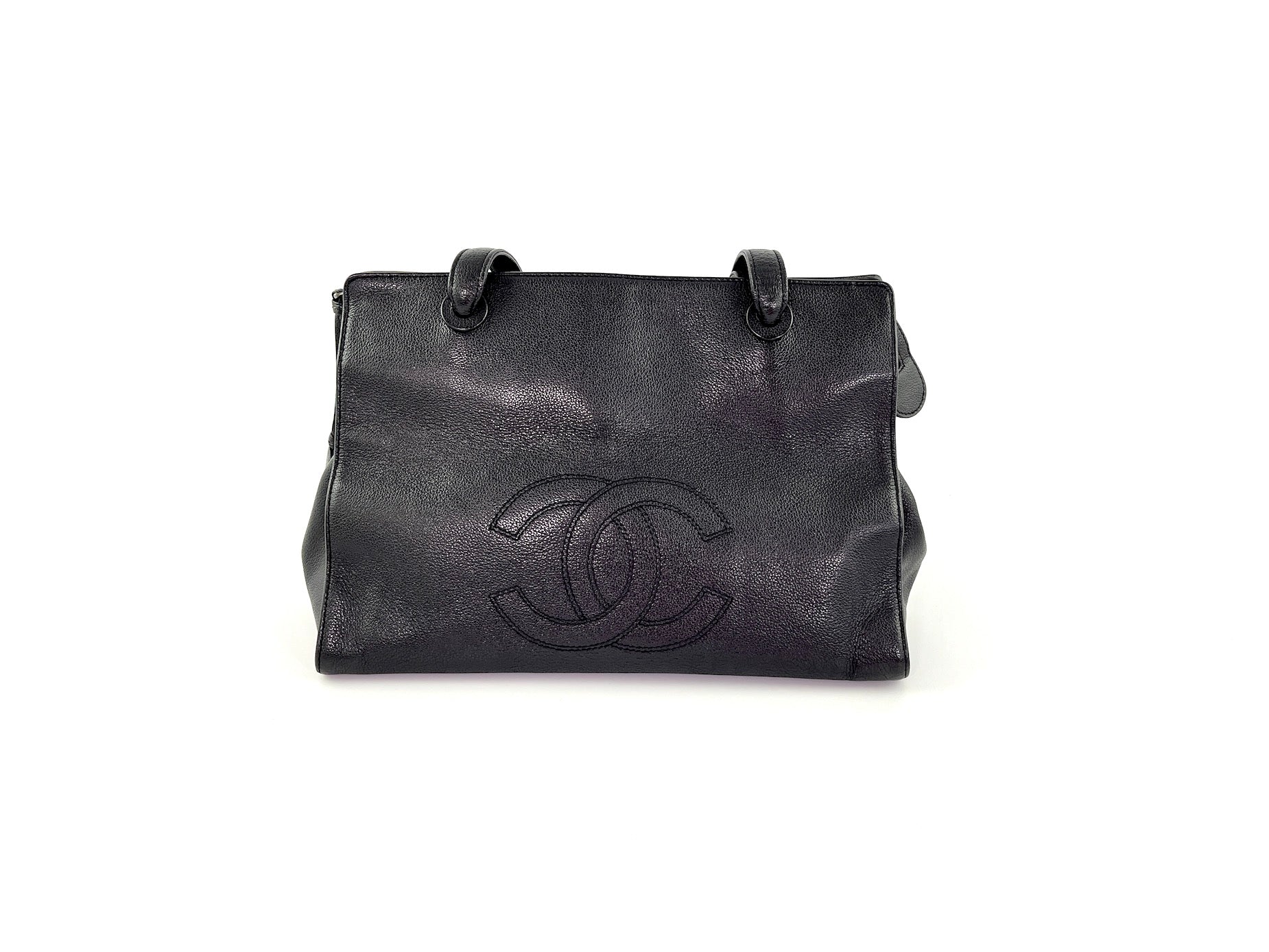 Vintage CHANEL Black Caviar Timeless 1996 CC Tote