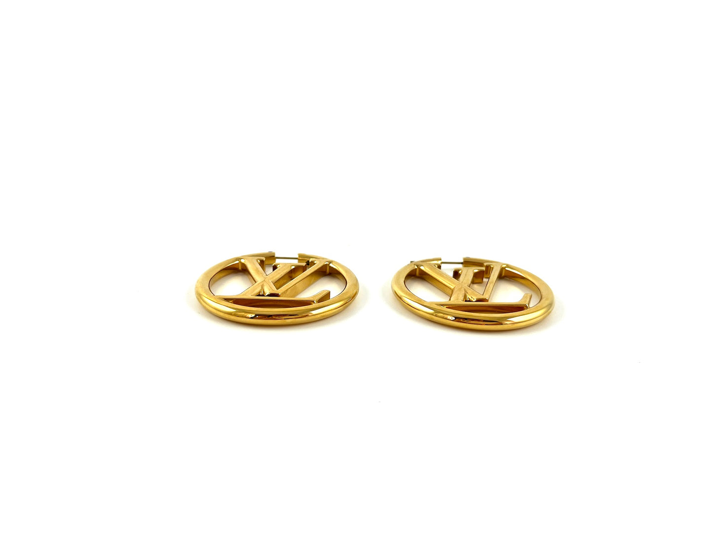 Louis Vuitton Louise Hoop Gold Tone GM Earrings