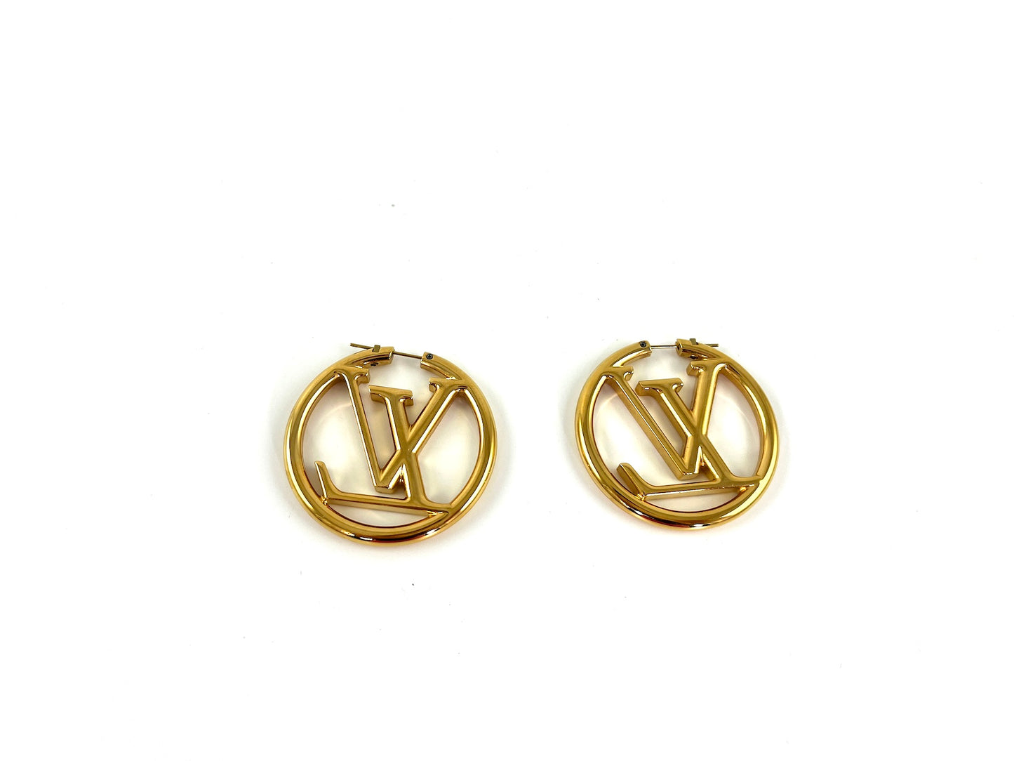 Louis Vuitton Louise Hoop Gold Tone GM Earrings