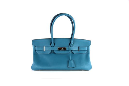 Hermes Cobalt Blue Veau Togo JPG II Shoulder Birkin Bag