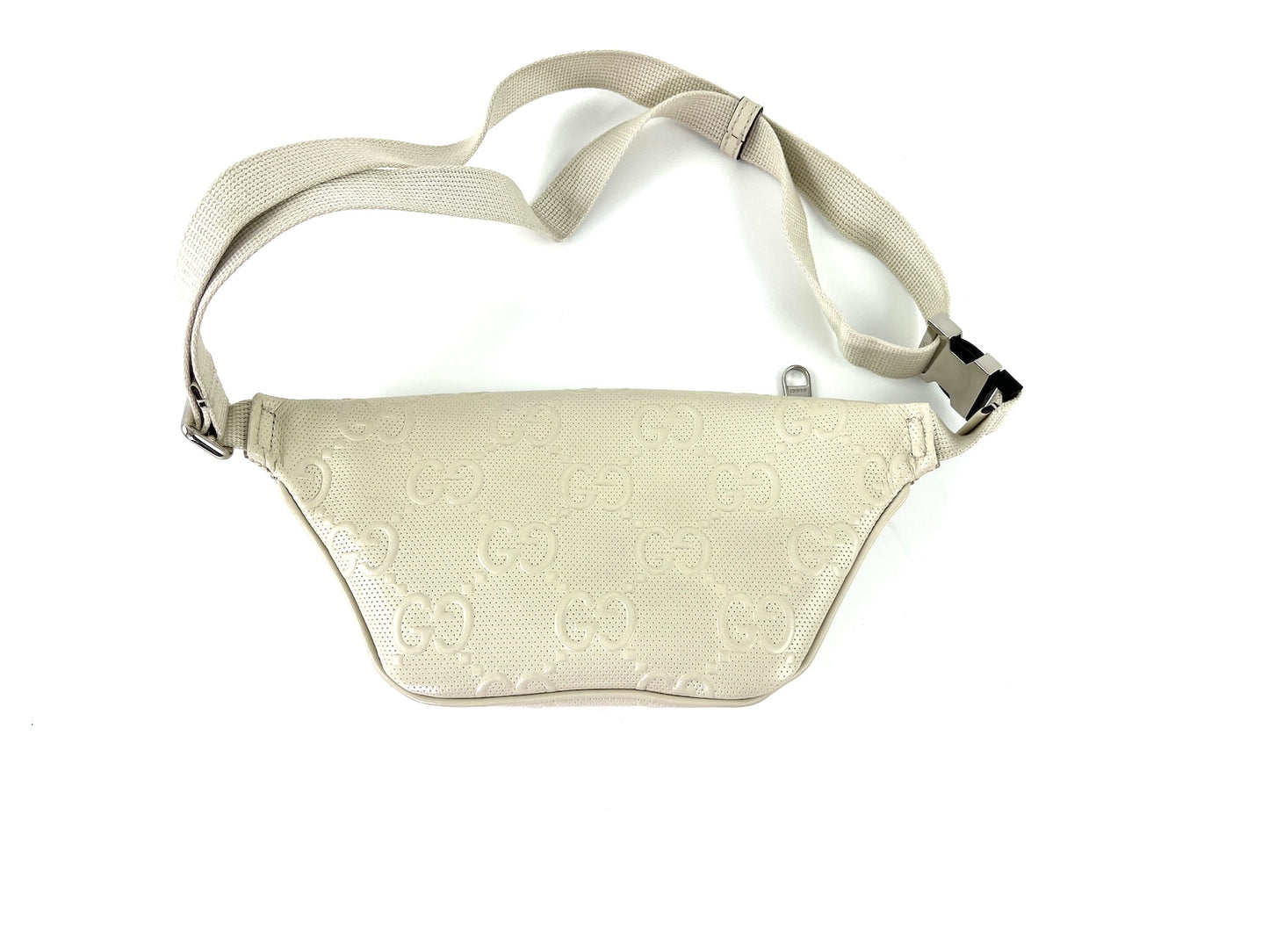 GUCCI Ivory Embossed GG Leather Belt Waist Bag