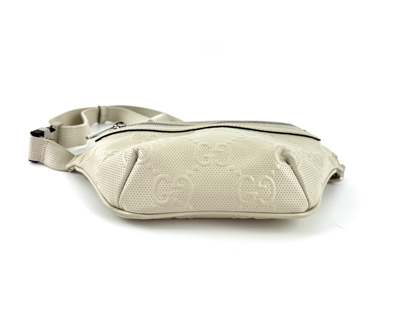 GUCCI Ivory Embossed GG Leather Belt Waist Bag