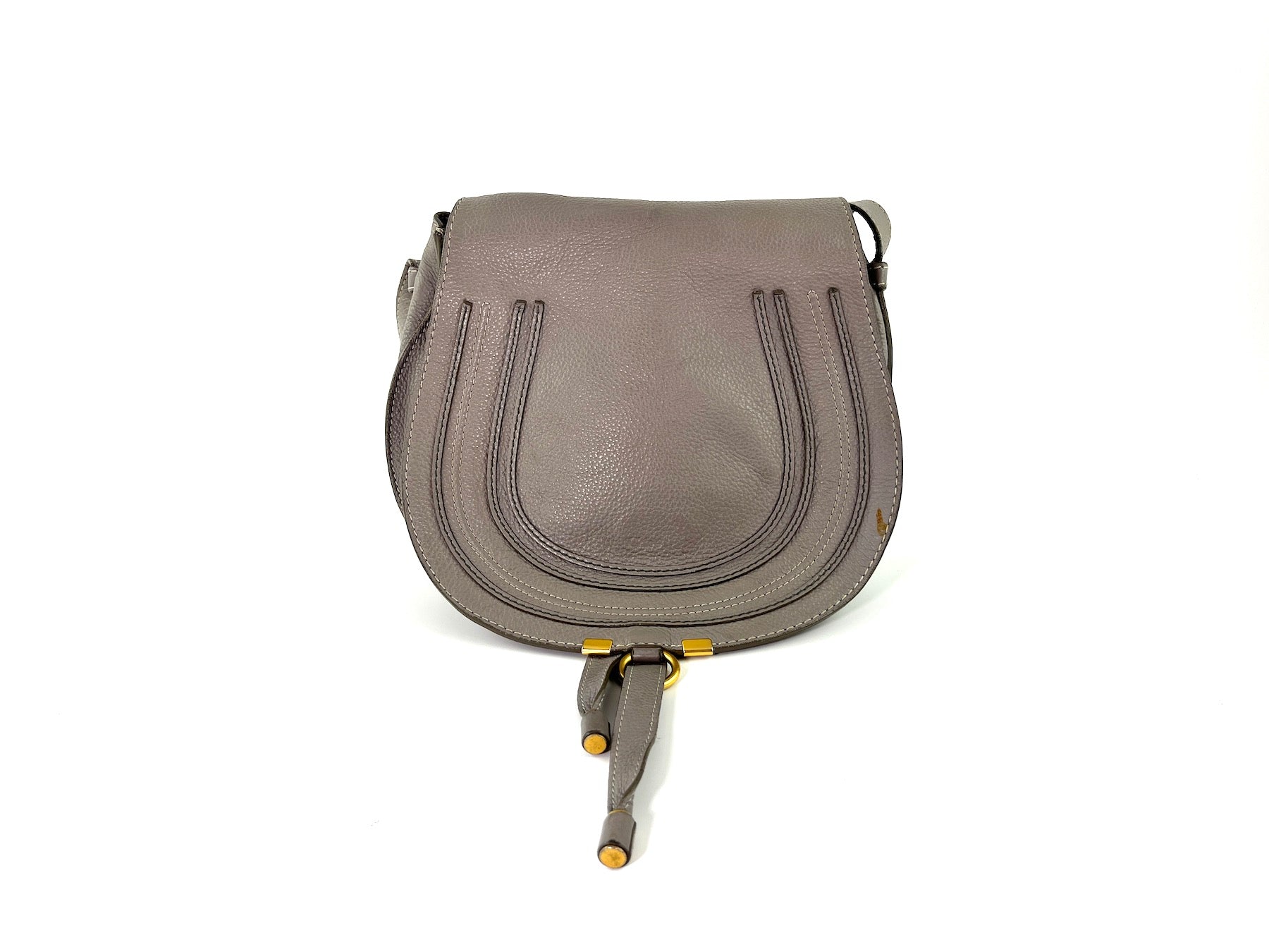 CHLOE Marcie Gray Leather Crossbody Saddle Bag