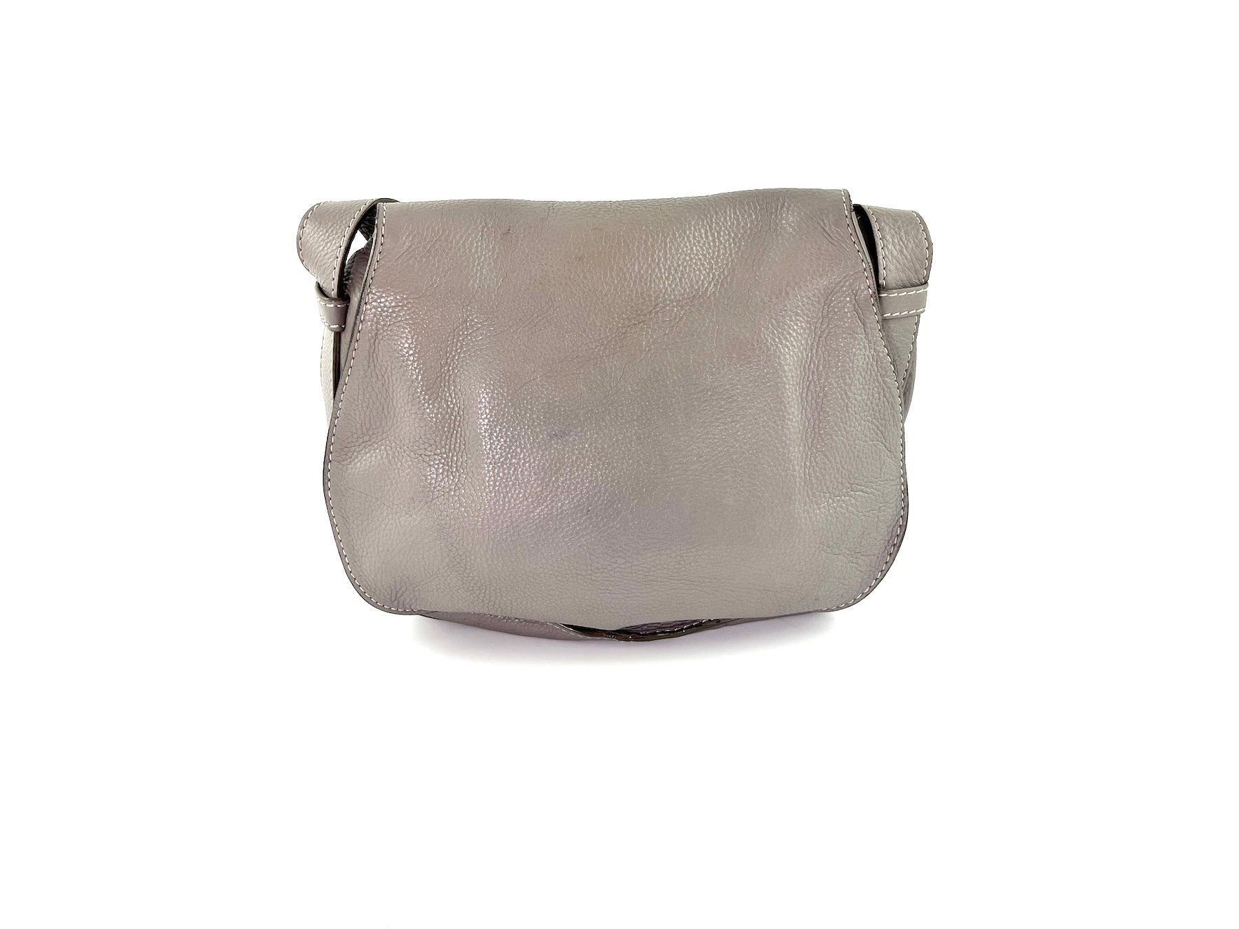 CHLOE Marcie Gray Leather Crossbody Saddle Bag