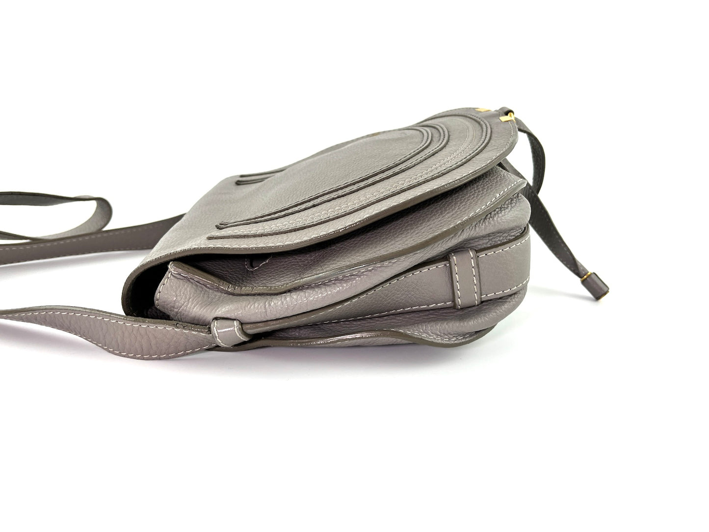 CHLOE Marcie Gray Leather Crossbody Saddle Bag