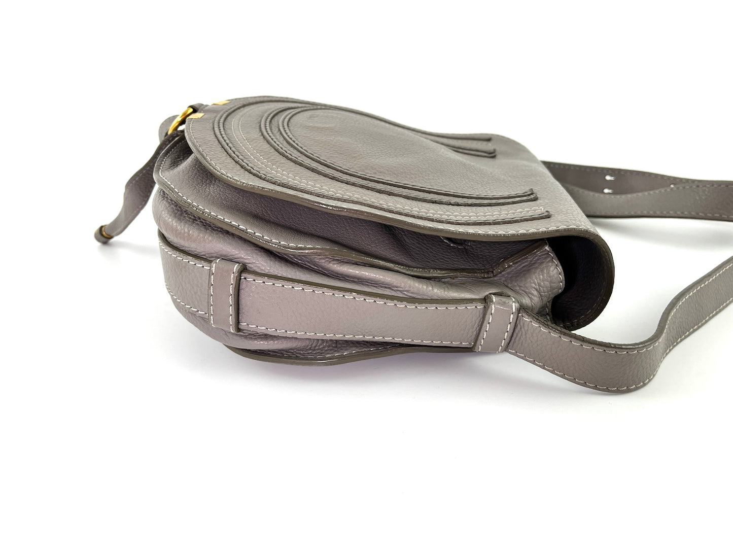 CHLOE Marcie Gray Leather Crossbody Saddle Bag