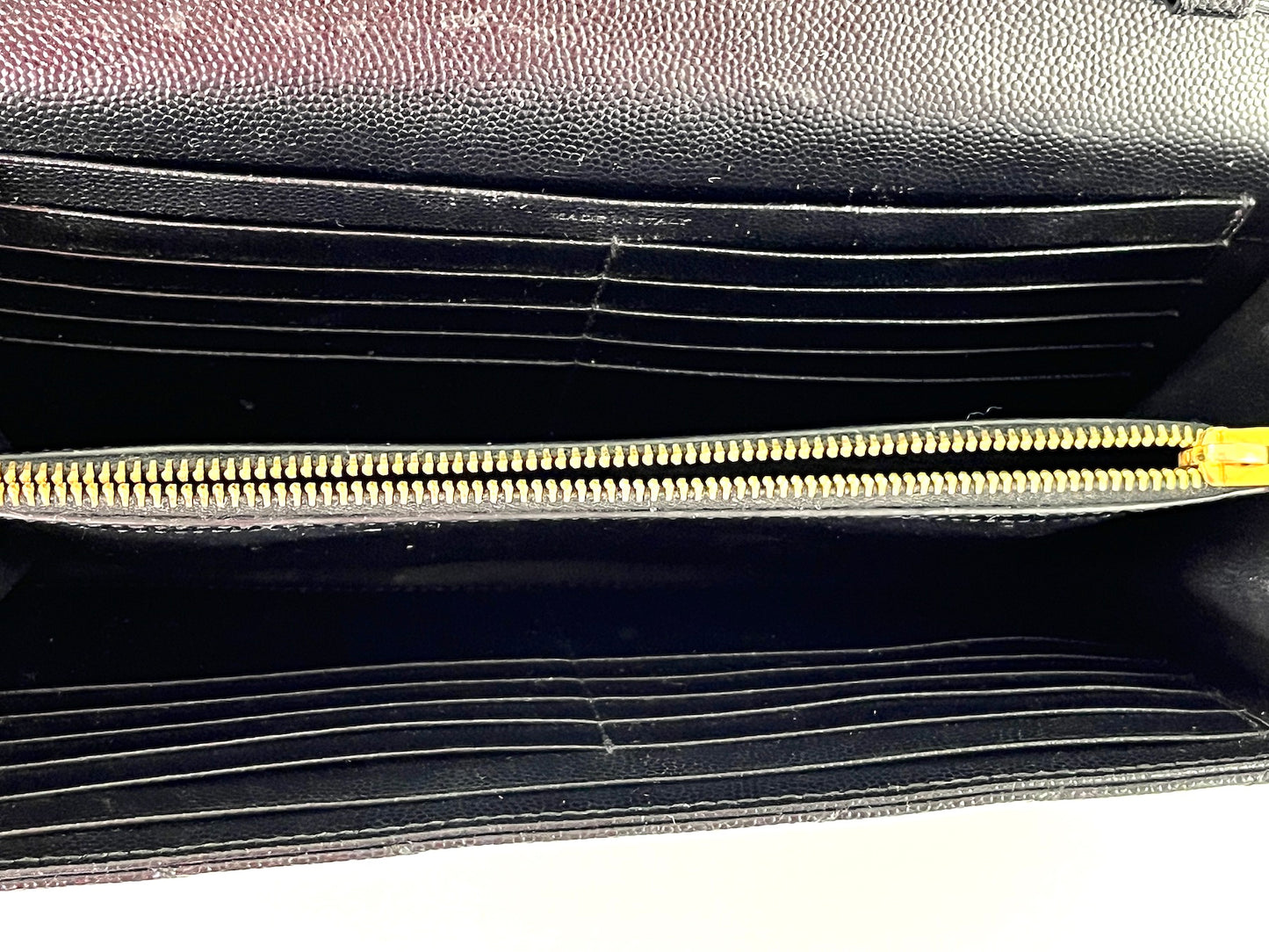 Saint Laurent Black Matelasse Envelope Wallet on Chain