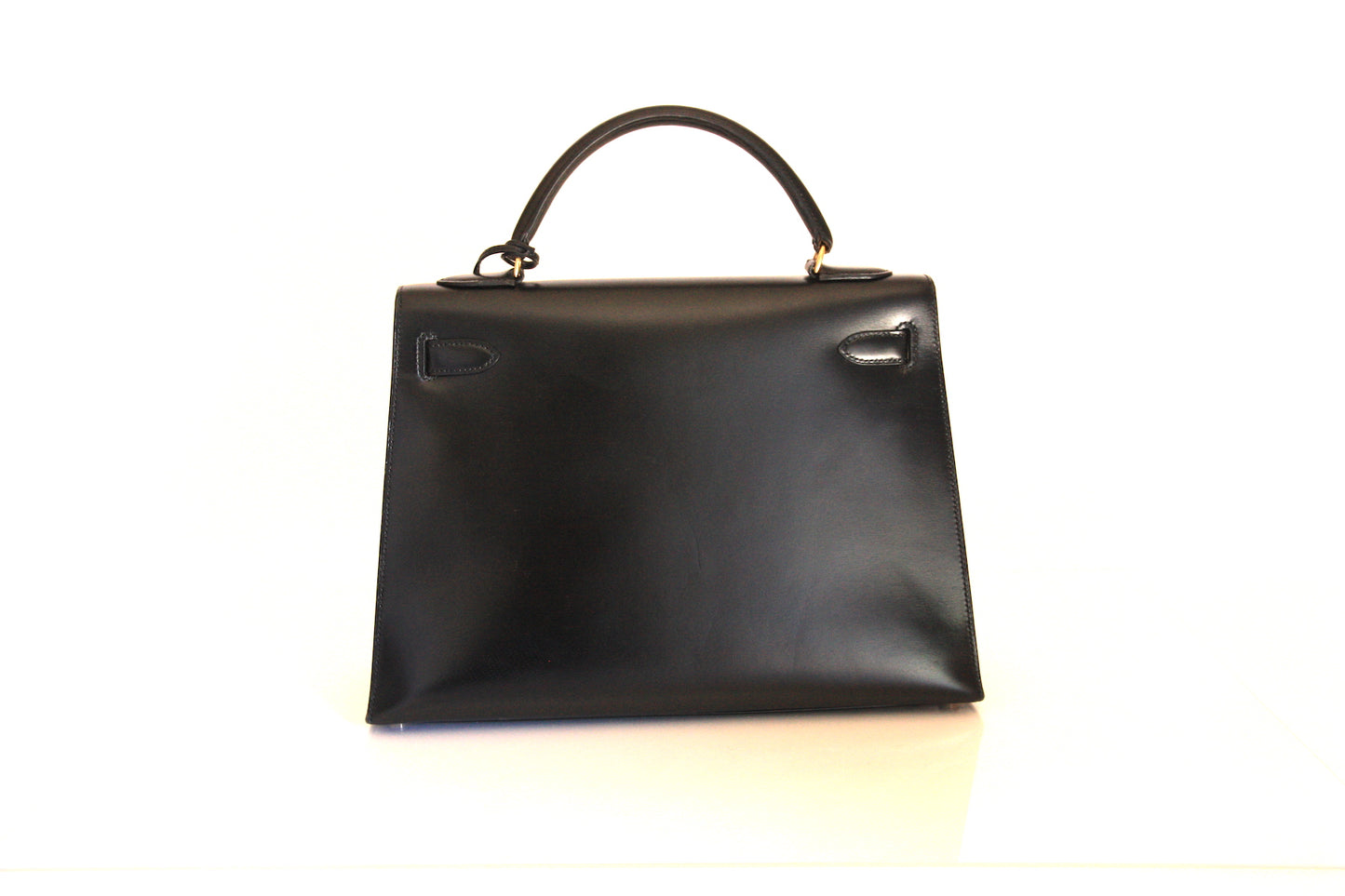 Hermes Vintage Black Box Leather Kelly Sellier 32