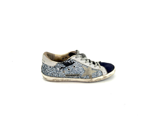 Golden Goose Superstar Blue Glitter Suede Sneakers 41