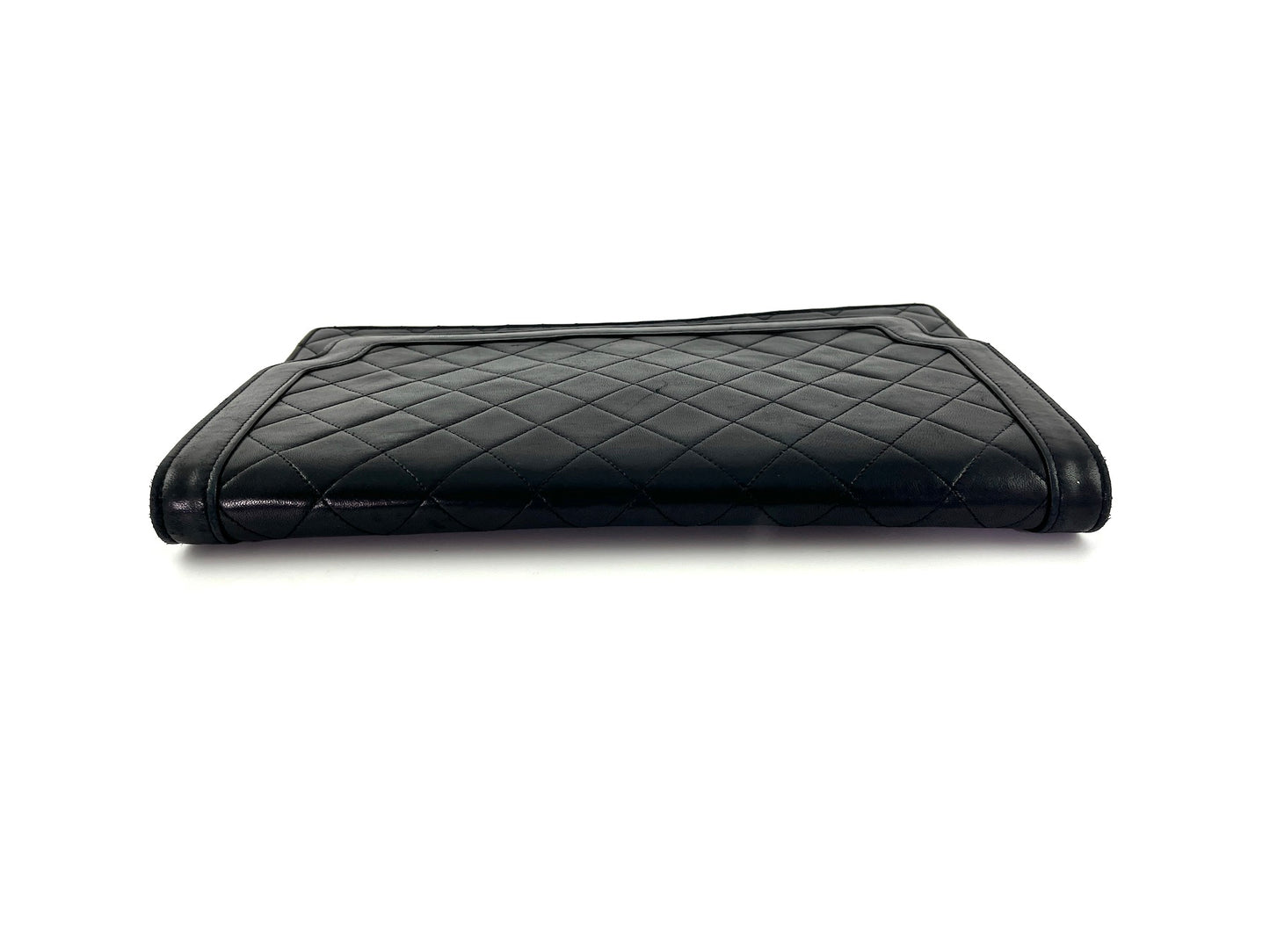 Vintage CHANEL Black Leather Quilted Flap Bag Clutch