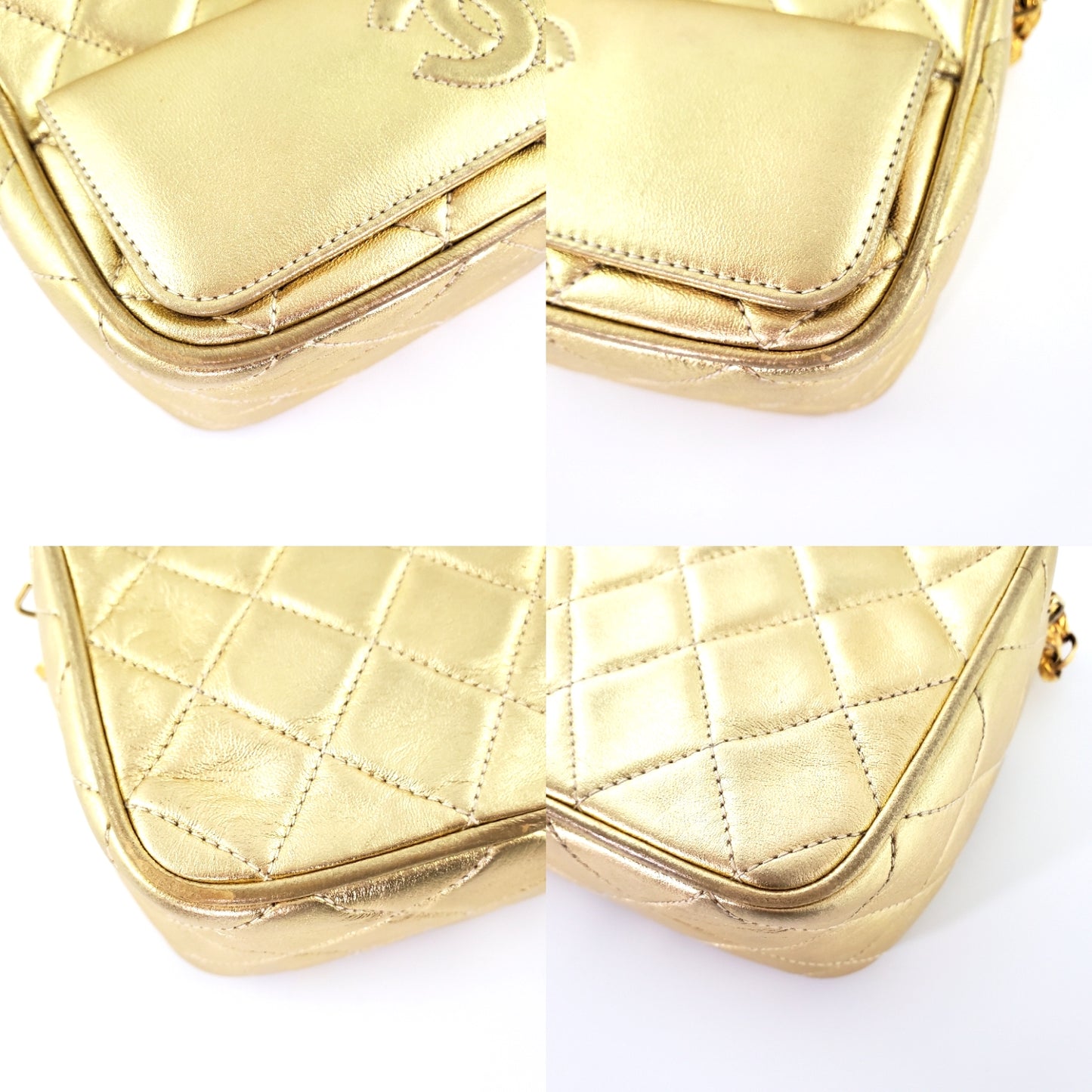 Vintage Chanel Quilted Gold CC Camera Tassel Shoulder Bag