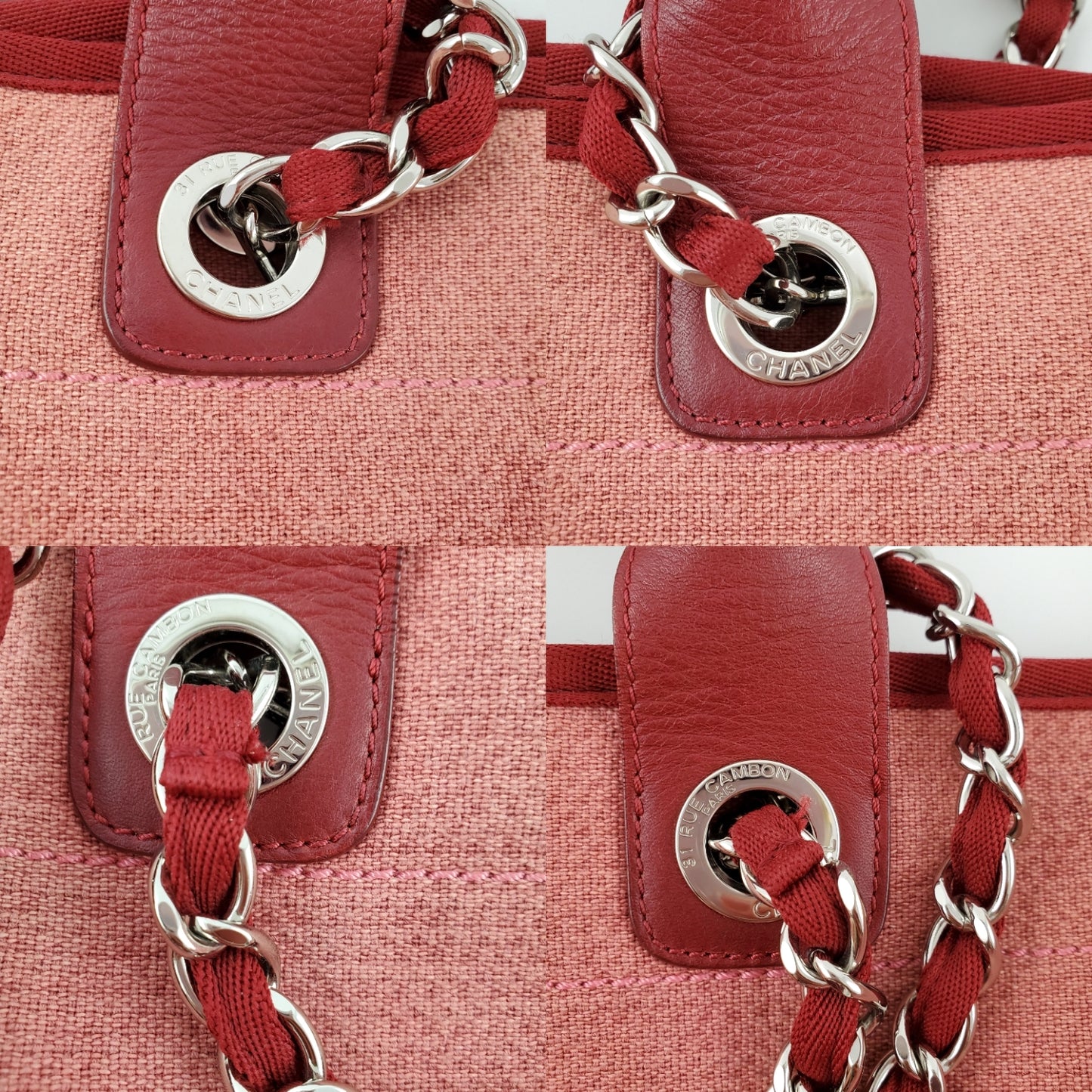 Chanel Deauville Large Red Pink 2012 Tote Bag