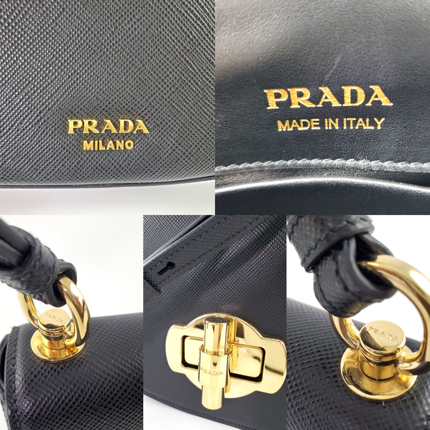 Prada Black 2020 City Saffiano Turn Lock Crossbody Bag