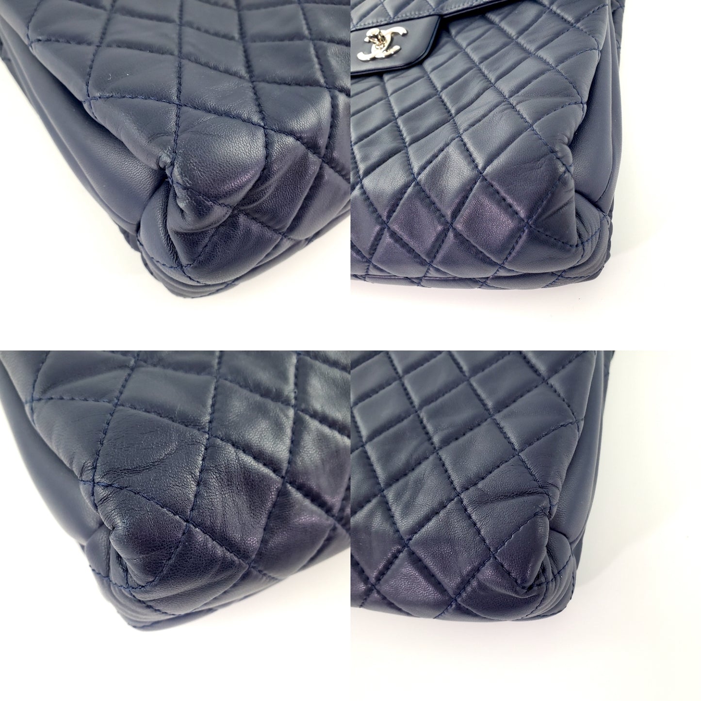 CHANEL Navy Lambskin Single Flap Bag