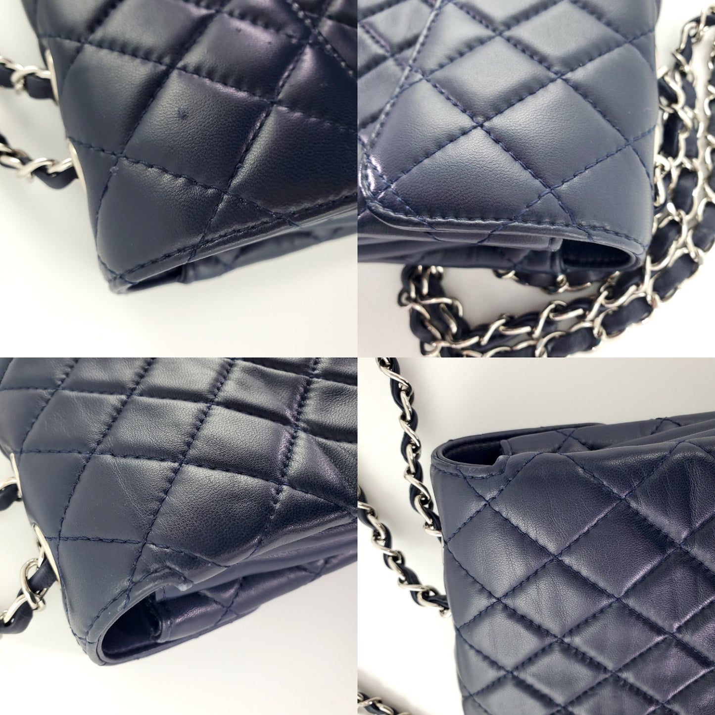 CHANEL Navy Lambskin Single Flap Bag