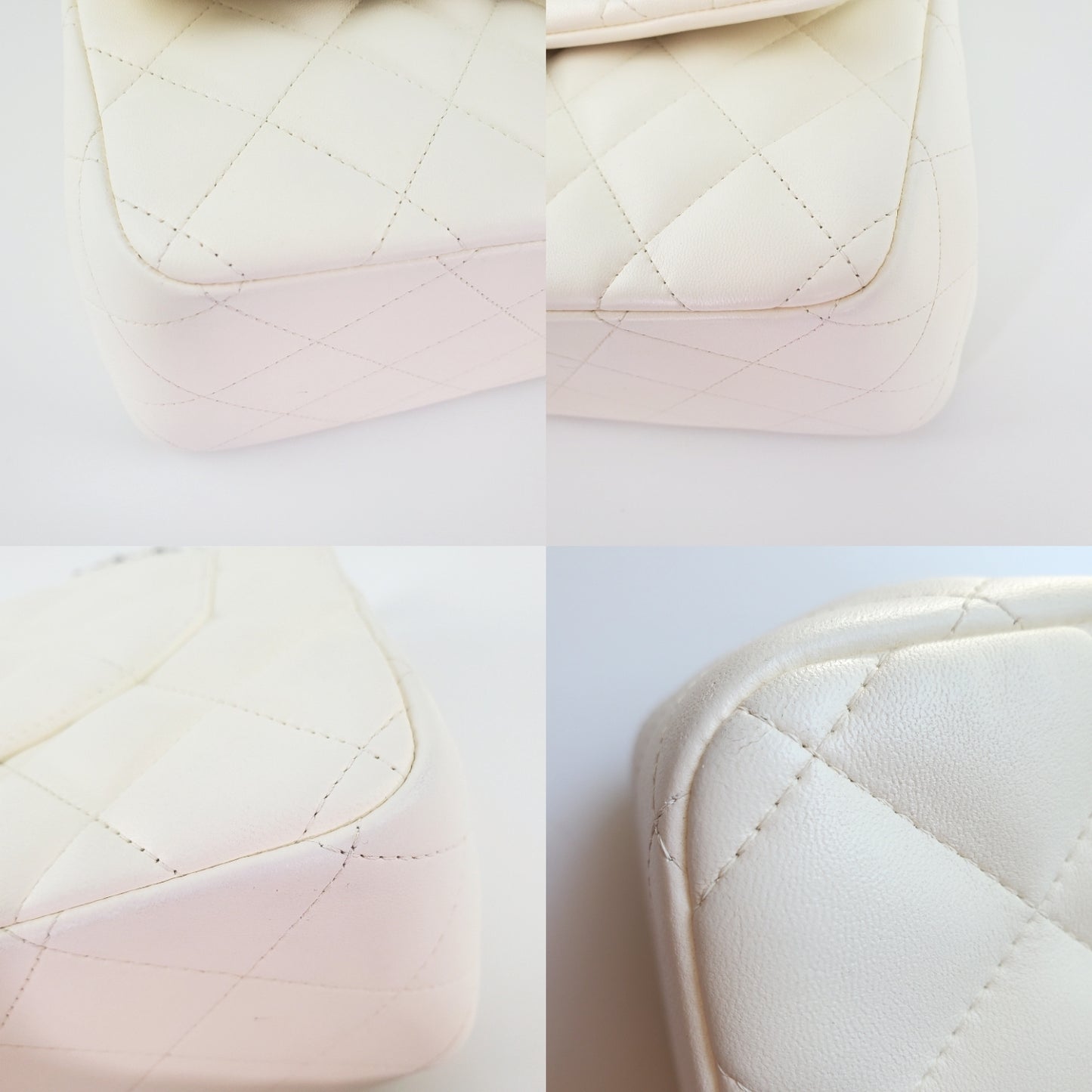 Chanel White Lambskin Leather Quilted Jumbo Classic Flap Bag