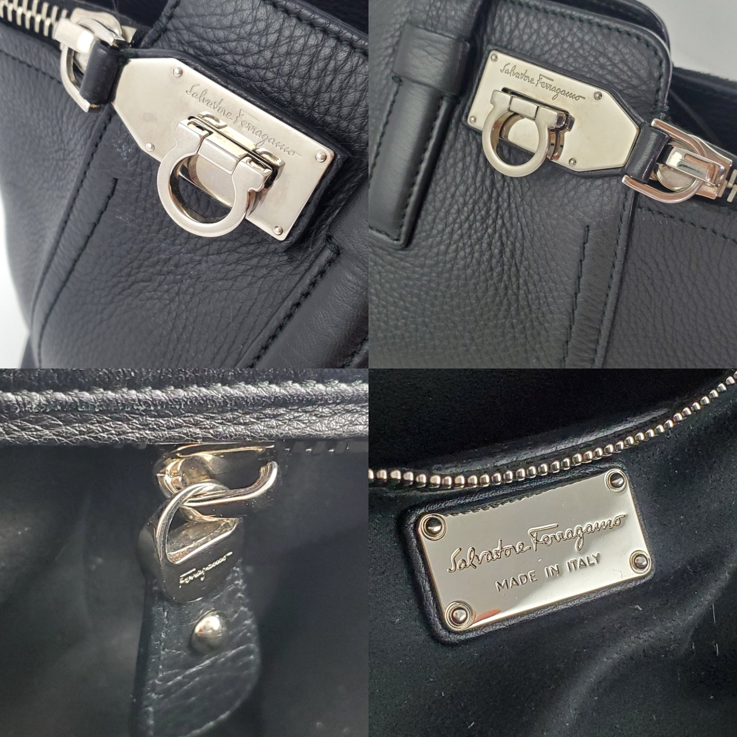 Salvatore Ferragamo Black Verve Zipper Tote