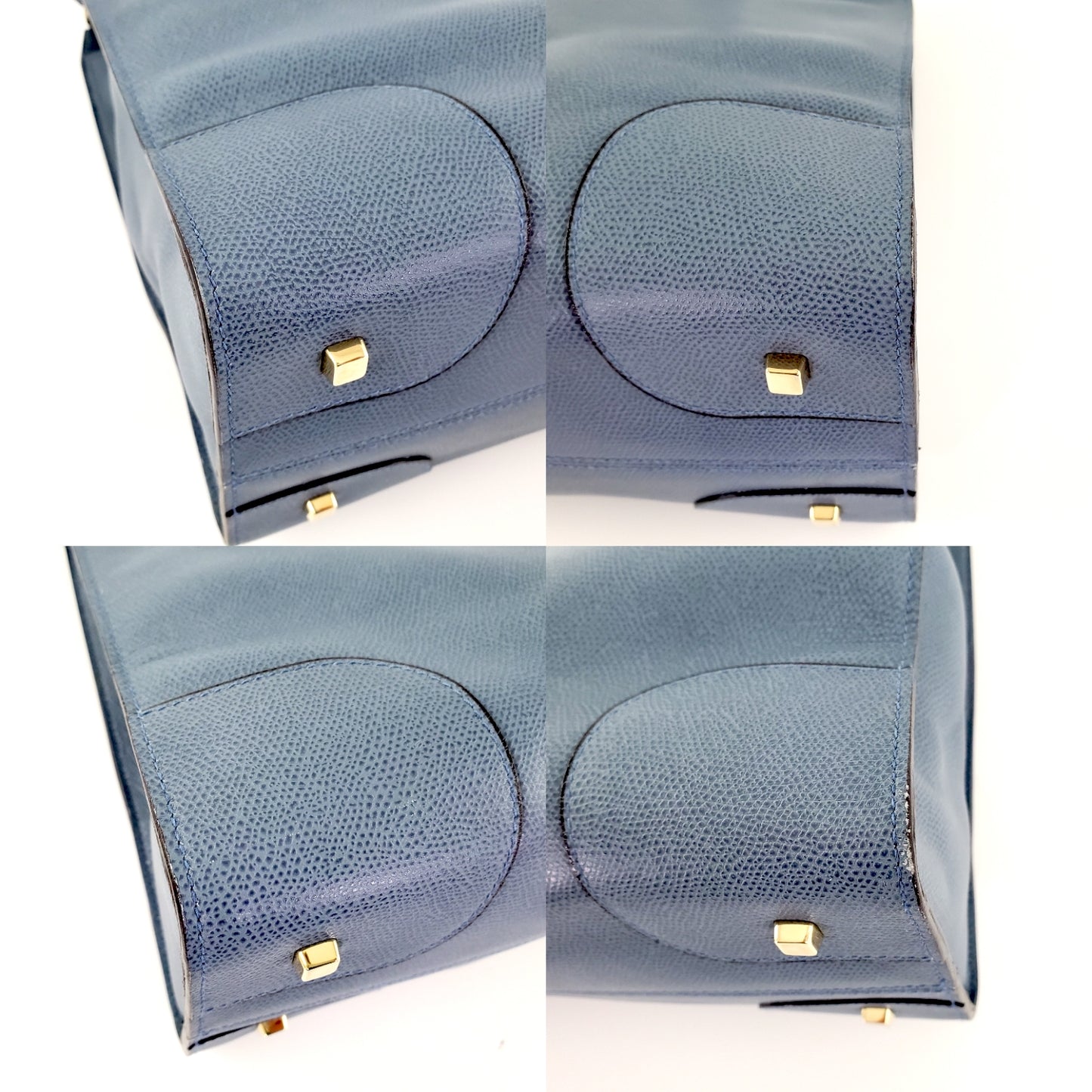 Valextra Blue Leather Babila Tote