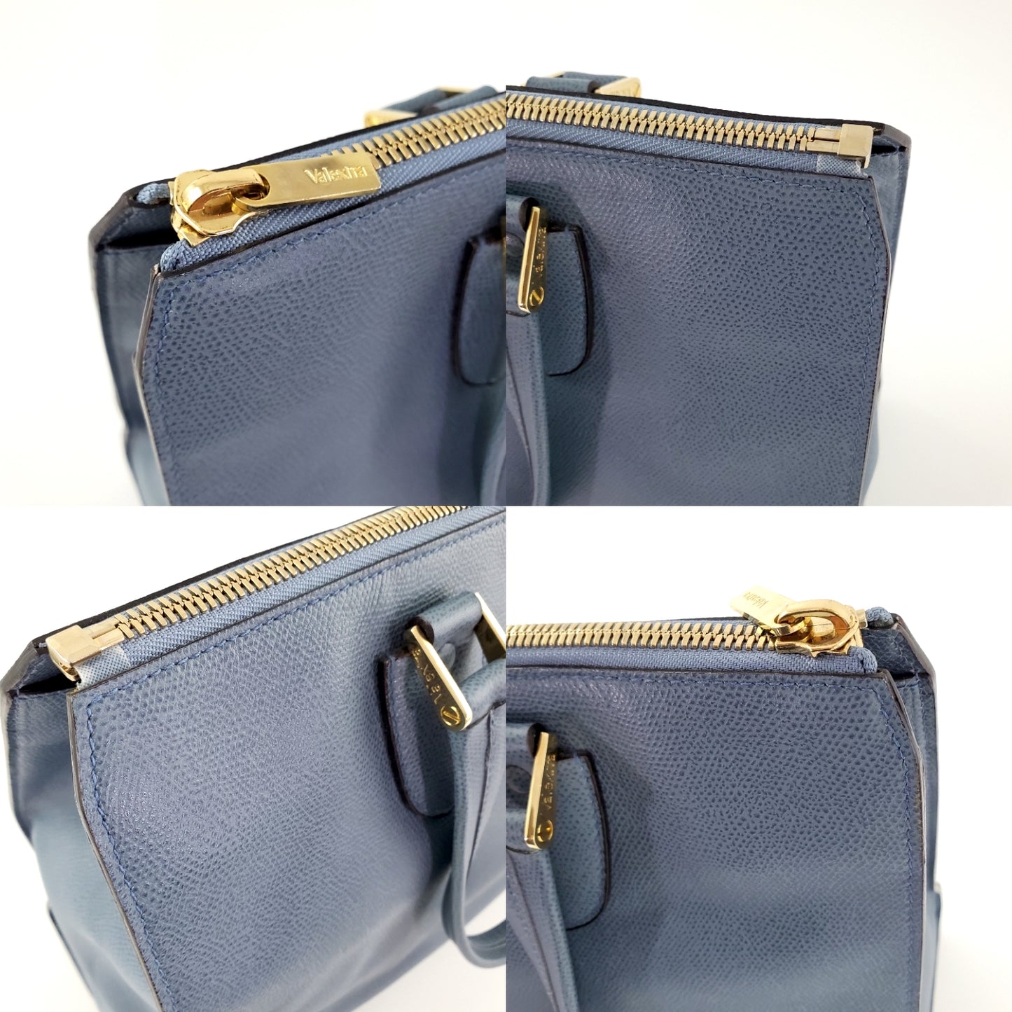 Valextra Blue Leather Babila Tote