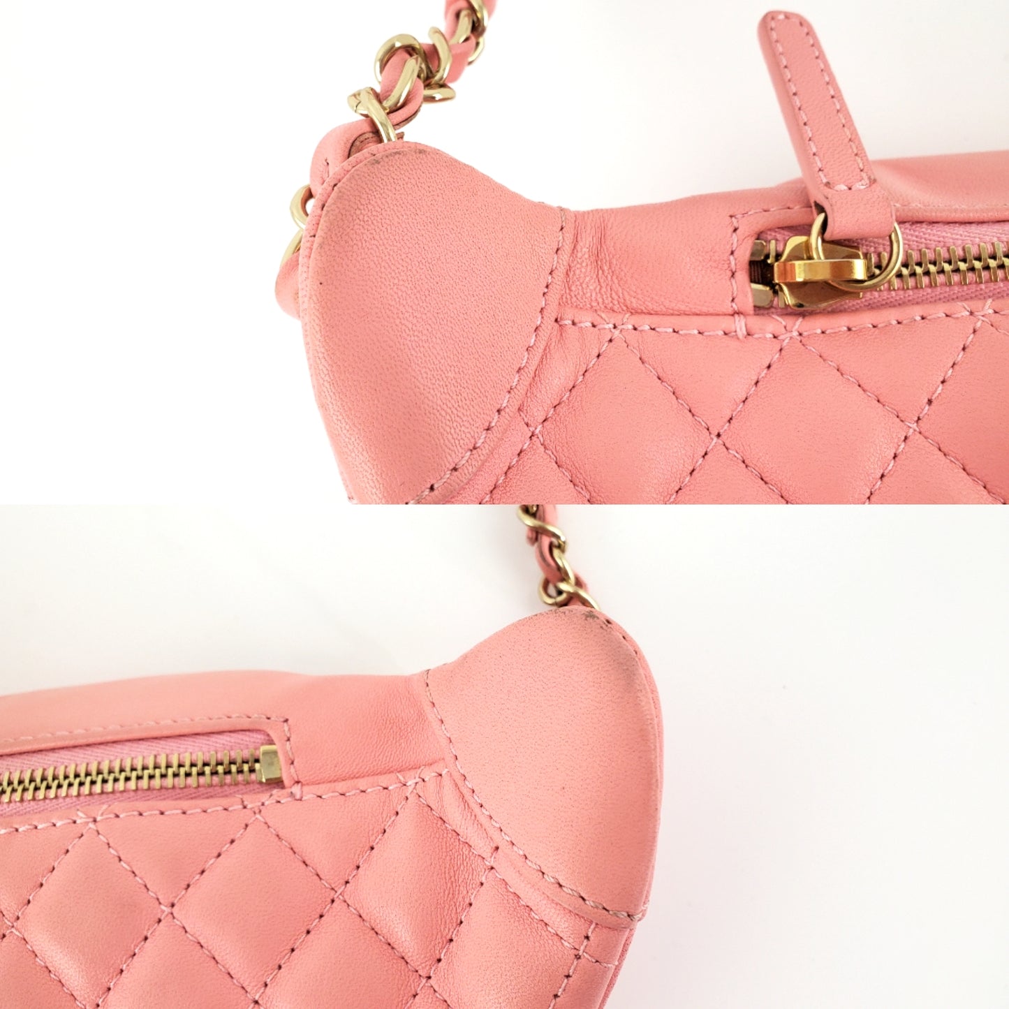 CHANEL Pink Leather CC Quilted Bi Waist  Bag