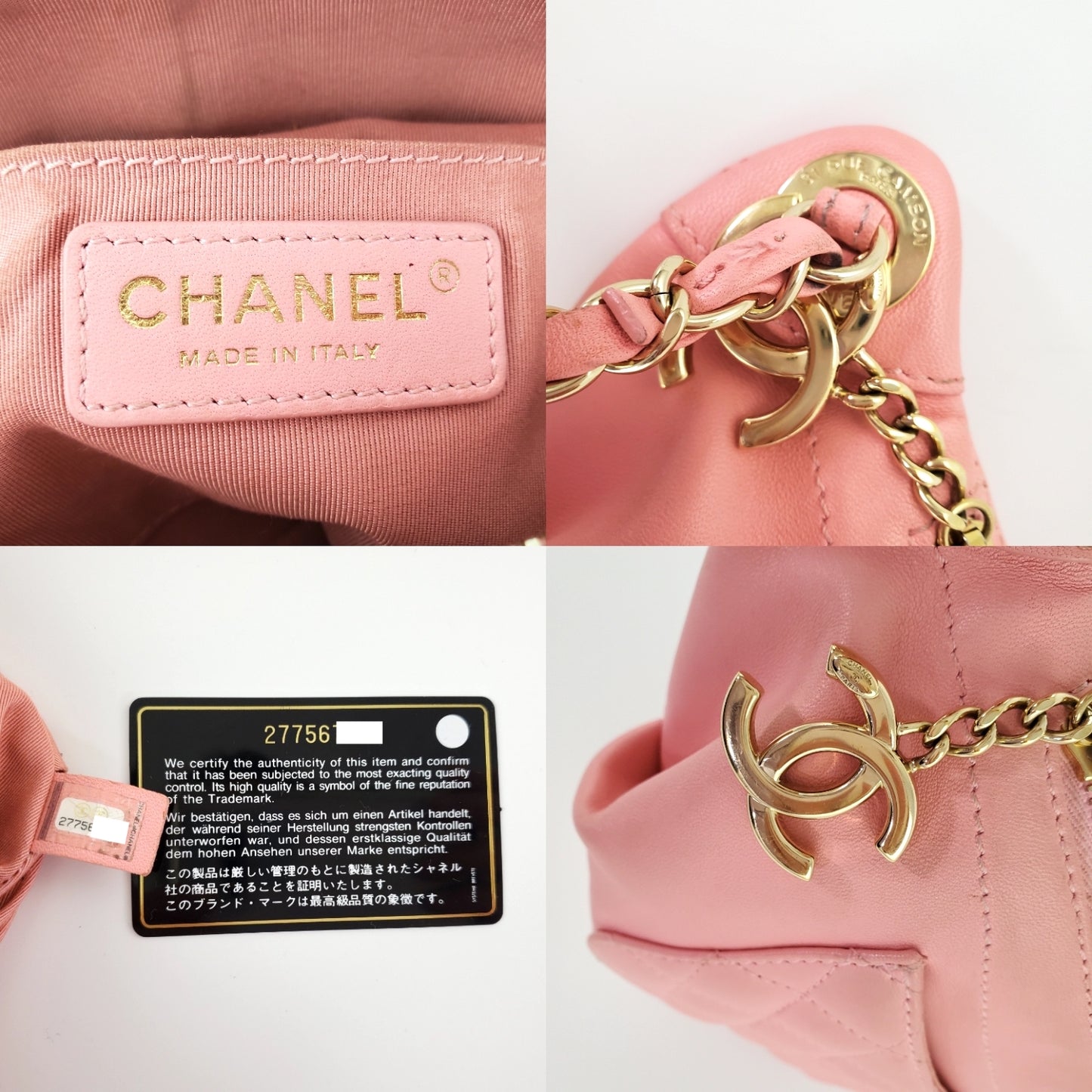 CHANEL Pink Leather CC Quilted Bi Waist  Bag