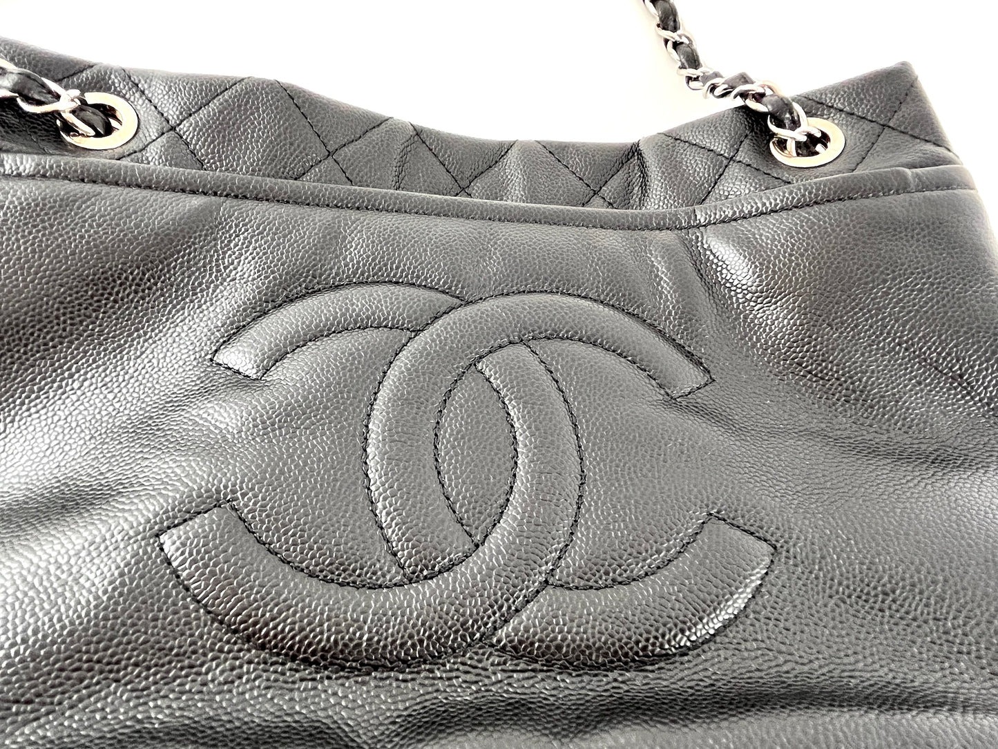 CHANEL Black Caviar Timeless Soft CC Shopping Tote Bag