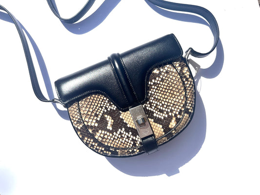 New CELINE Besace 16 Small Smooth Calfskin Snakeskin Crossbody Bag