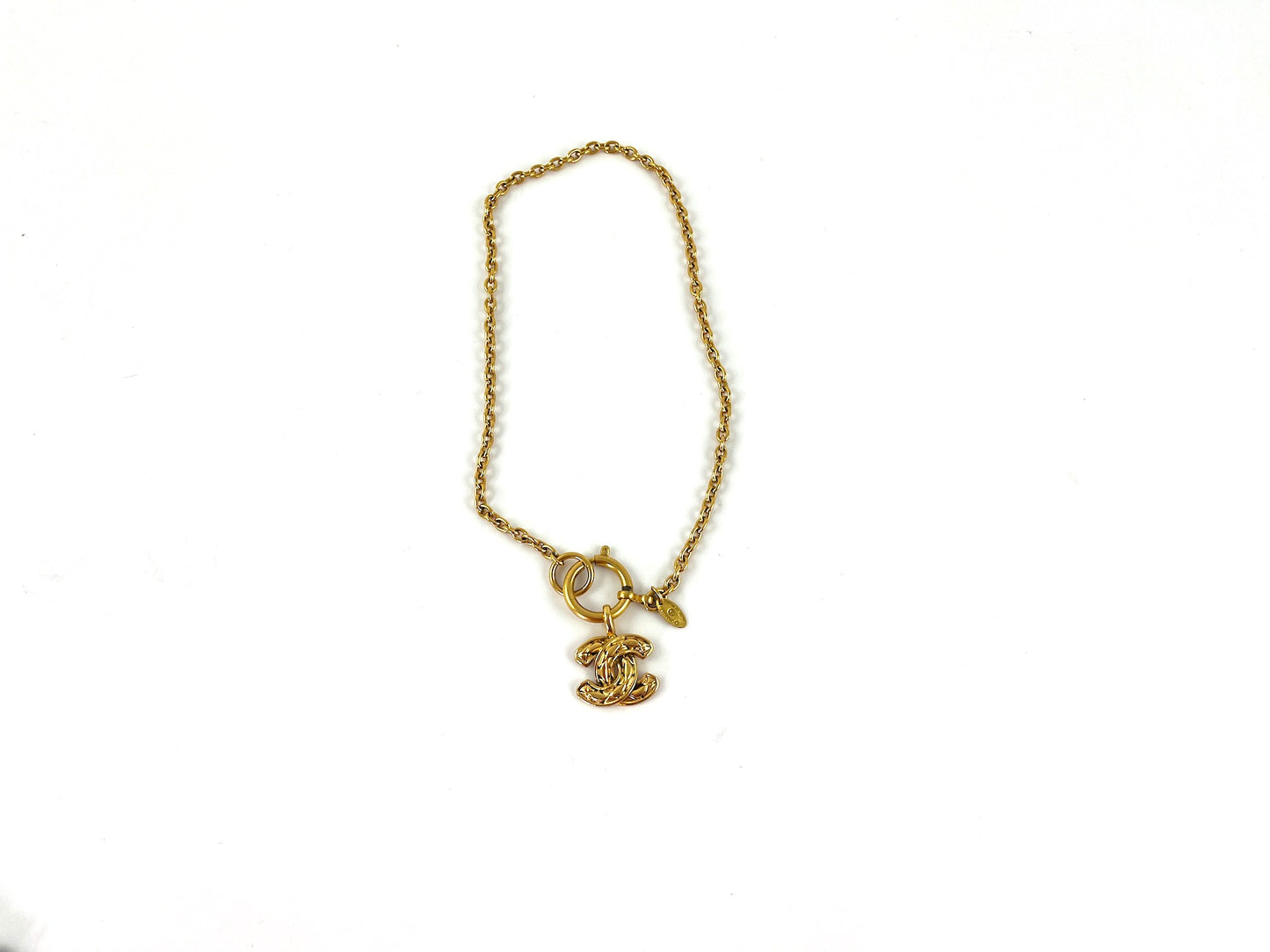 Vintage CHANEL Gold 1990’s Quilted CC Pendant Necklace