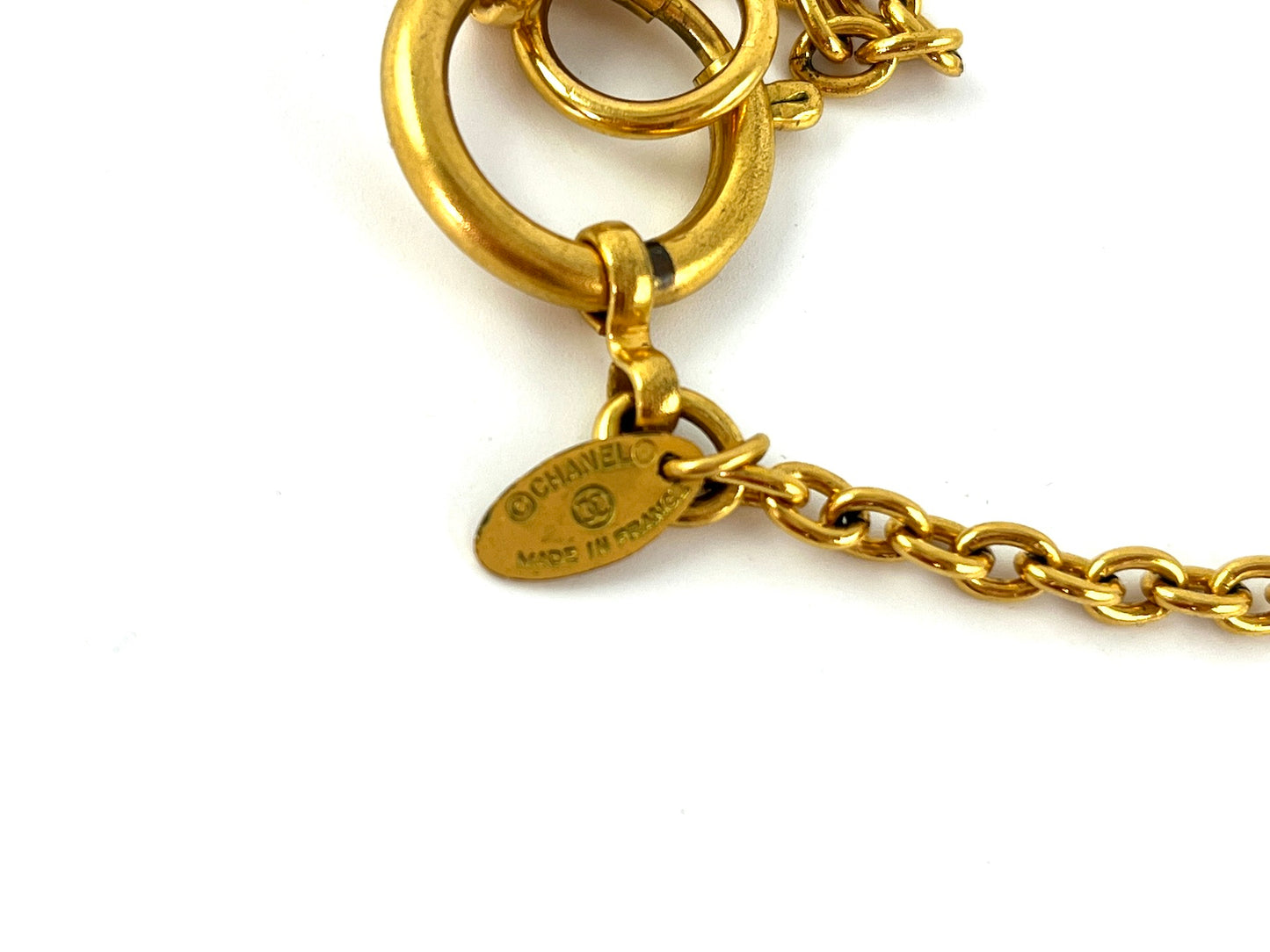 Vintage CHANEL Gold 1990’s Quilted CC Pendant Necklace