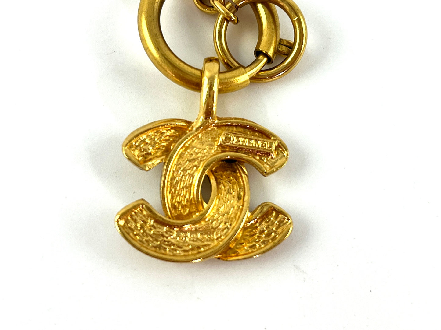 Vintage CHANEL Gold 1990’s Quilted CC Pendant Necklace