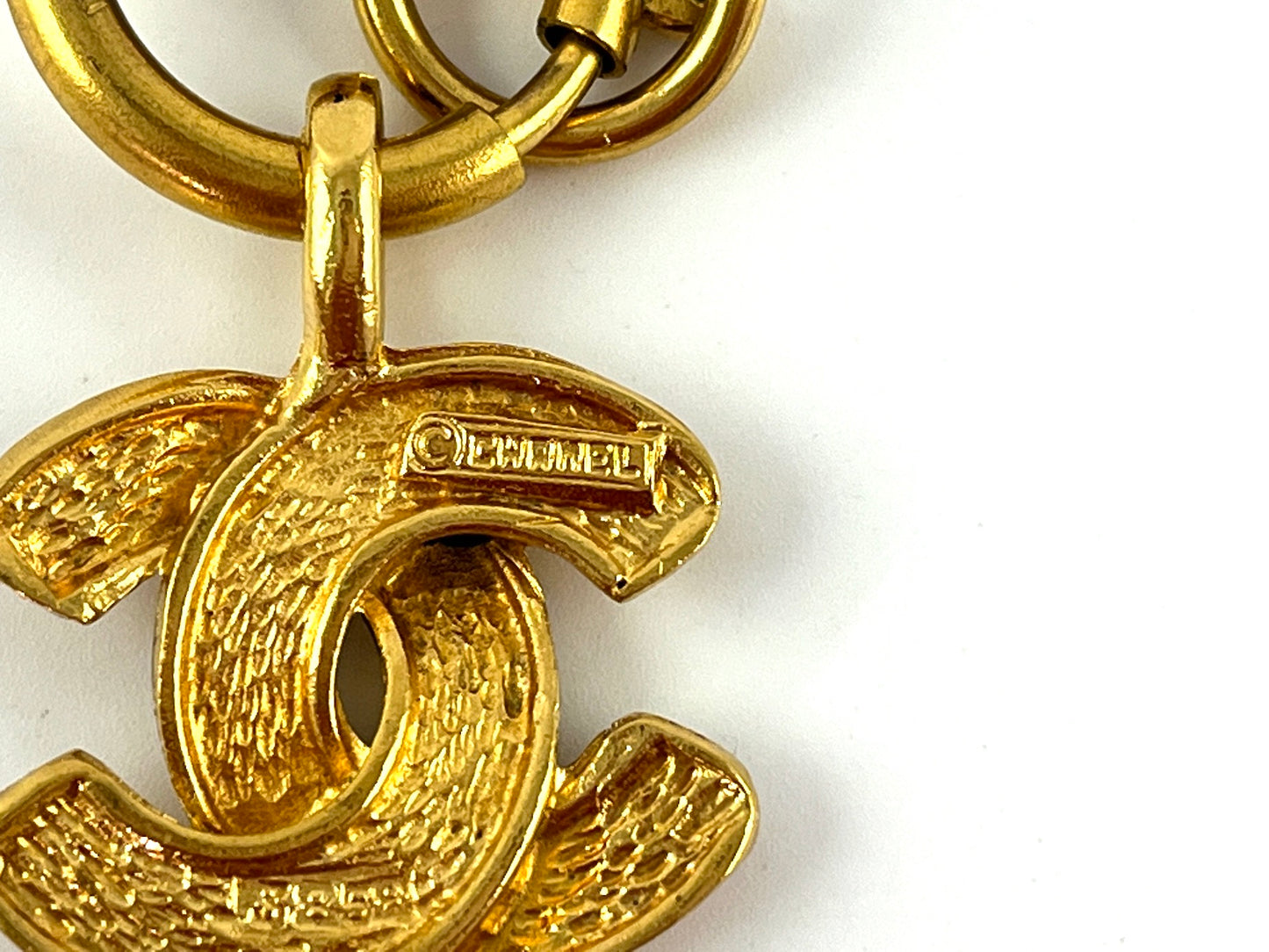 Vintage CHANEL Gold 1990’s Quilted CC Pendant Necklace