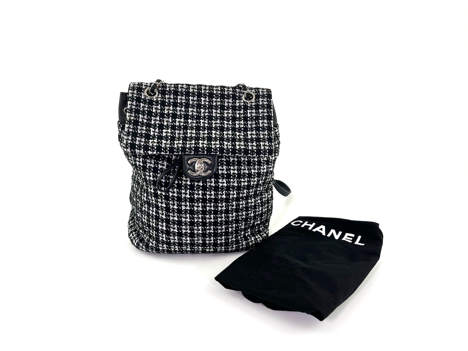 CHANEL Urban Spirit Tweed Black White Backpack