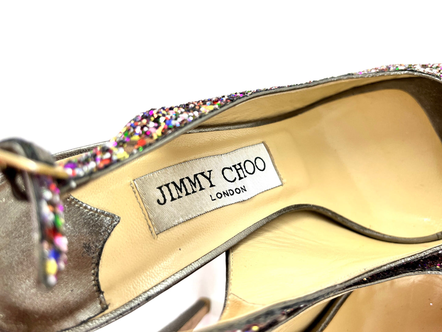 Jimmy Choo Glitter Vita Slingback Pumps Heels 37 6.5