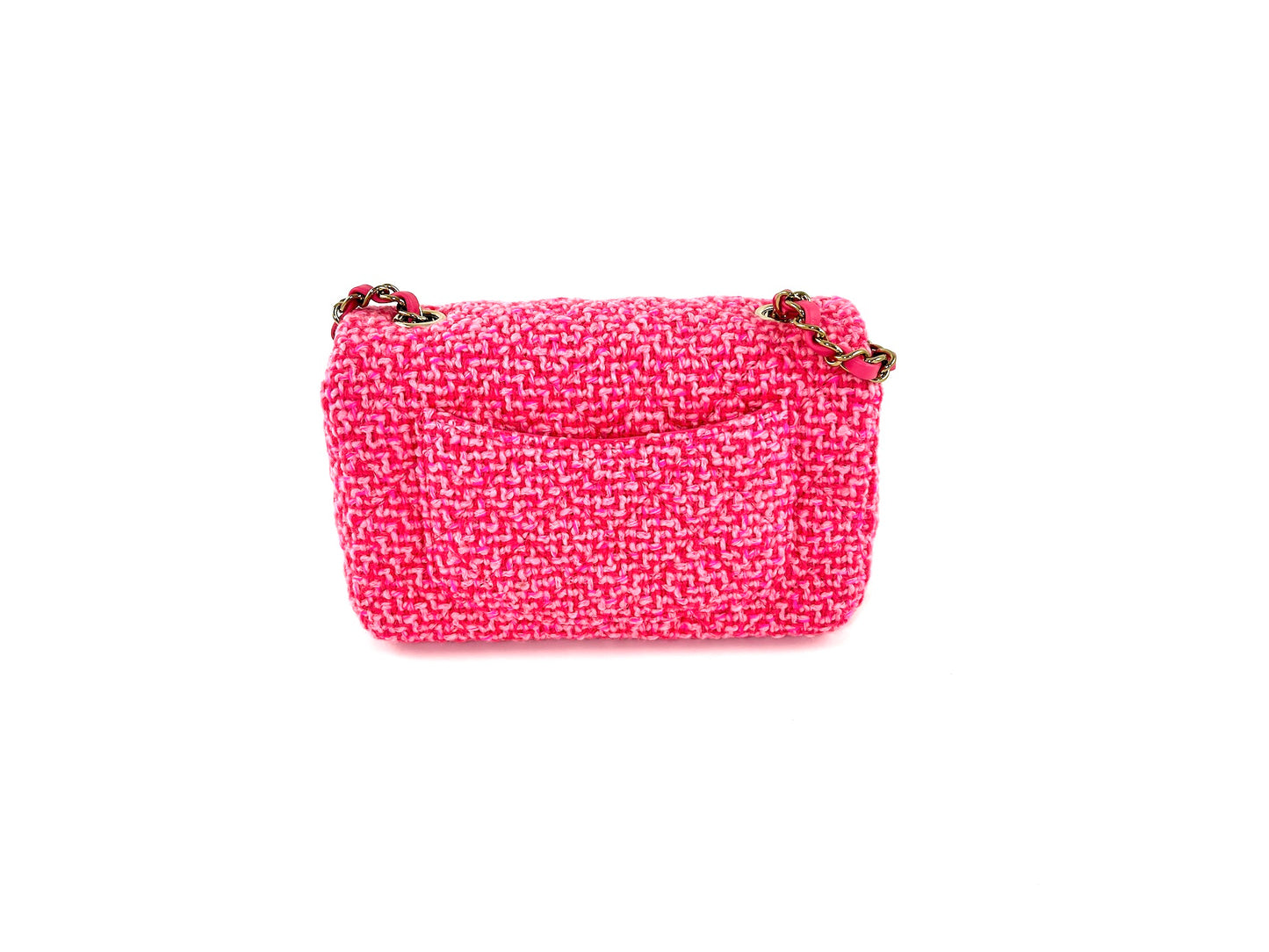 CHANEL Wool Tweed 2022 Pink Rectangular Mini Flap Bag