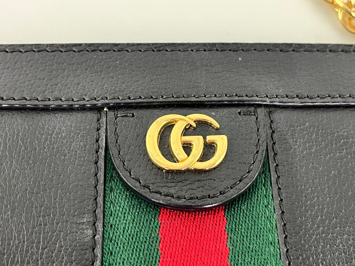 Gucci Black Small Ophidia GG Web Leather Chain Crossbody Bag