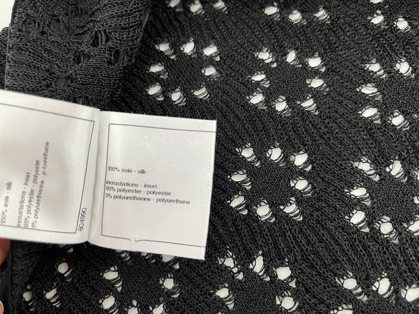 CHANEL Perforated Black Silk Knit Jacket Cardigan 40 M 8