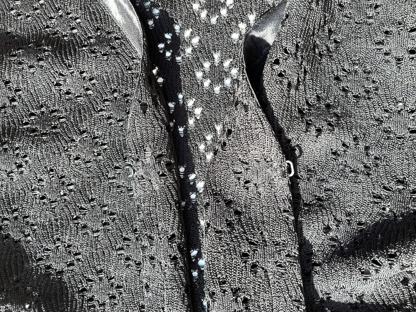 CHANEL Perforated Black Silk Knit Jacket Cardigan 40 M 8