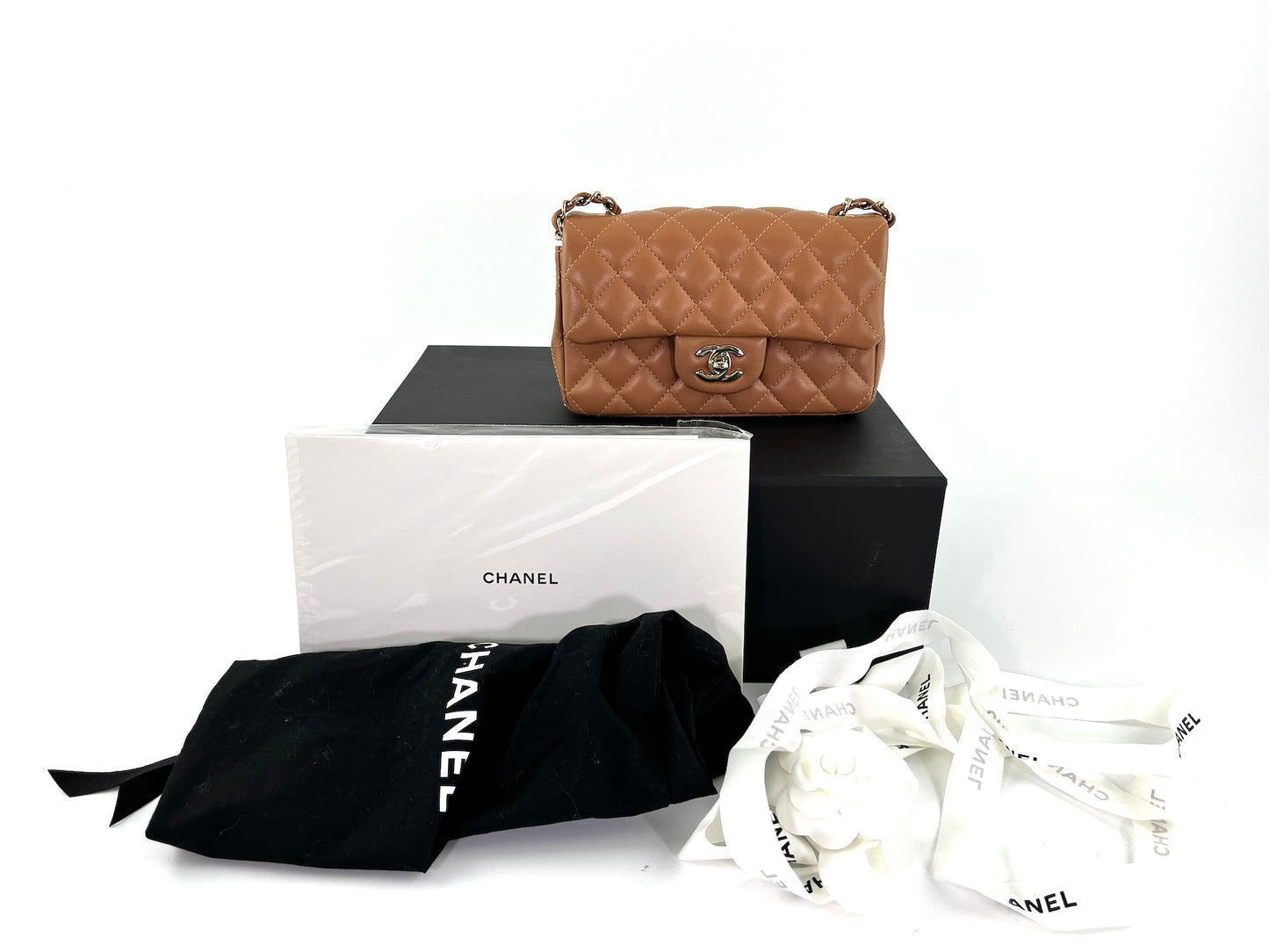 CHANEL Caramel Brown 2022 Rectangular Mini Flap