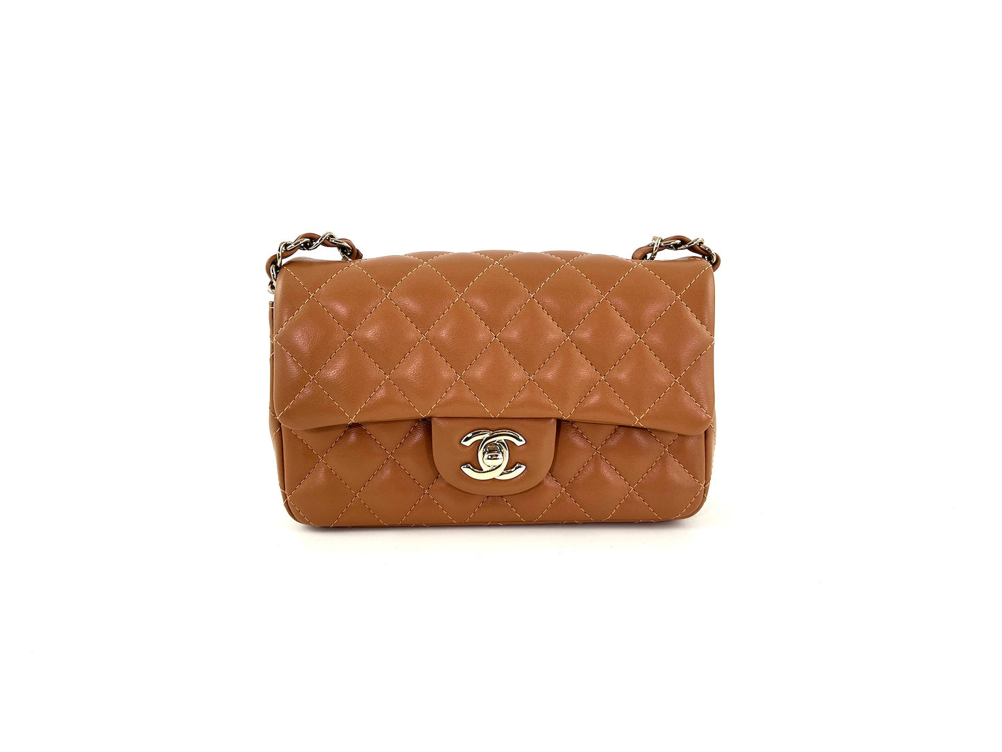 CHANEL Caramel Brown 2022 Rectangular Mini Flap