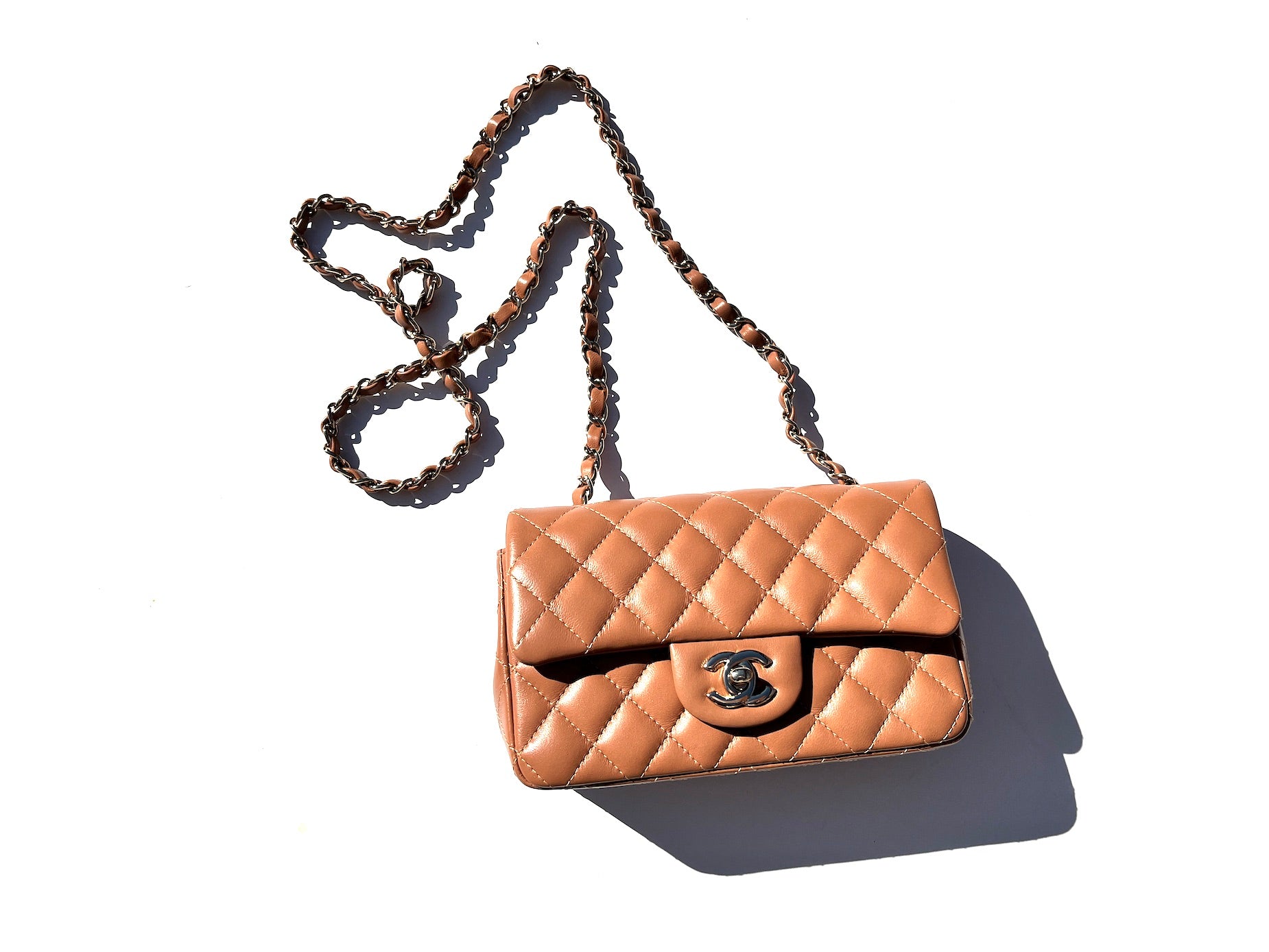 CHANEL Caramel Brown 2022 Rectangular Mini Flap