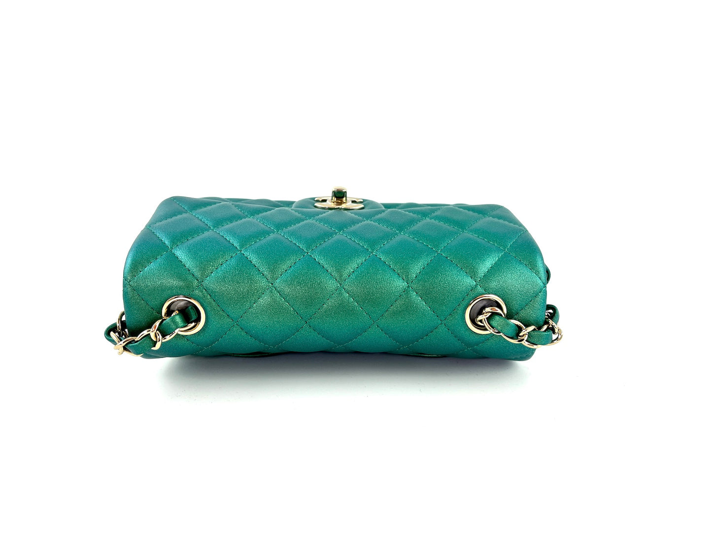 CHANEL Iridescent Green 2022 Rectangular Mini Flap Bag