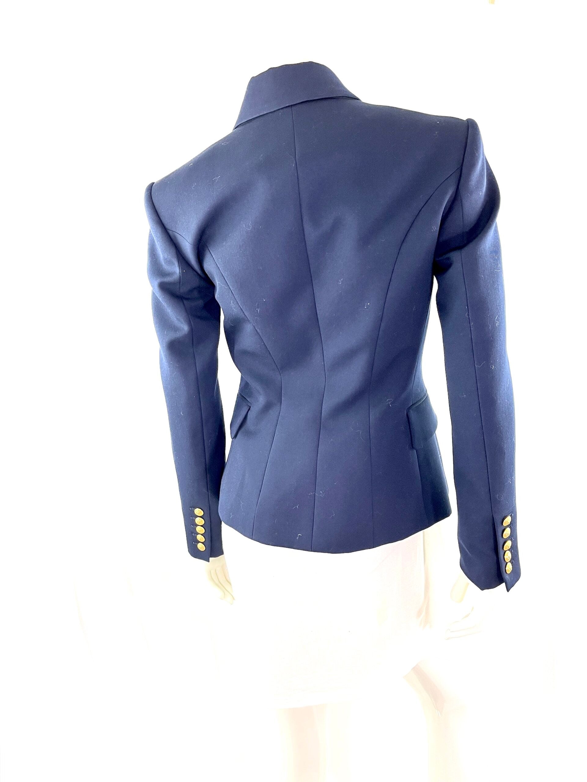 Balmain Navy Blue Gold Button Embellished Wool Blazer Jacket 38