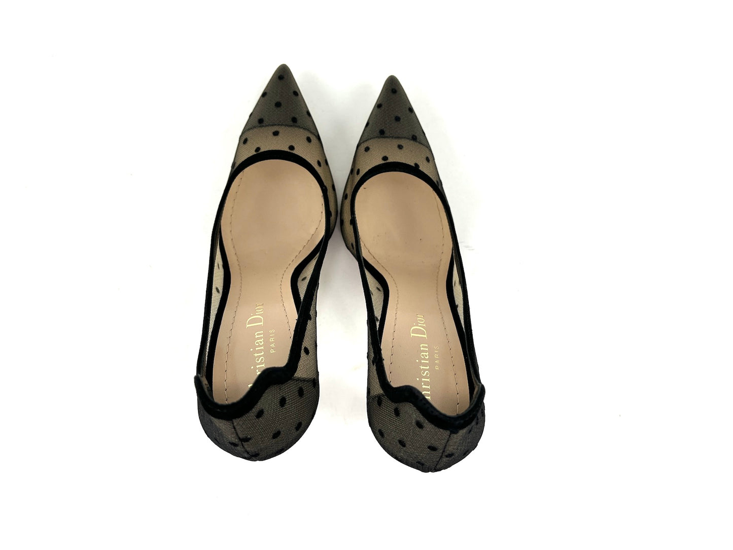 New Christian Dior Plumetis Polka Dot Mesh D-Moi Pumps 37 6.5