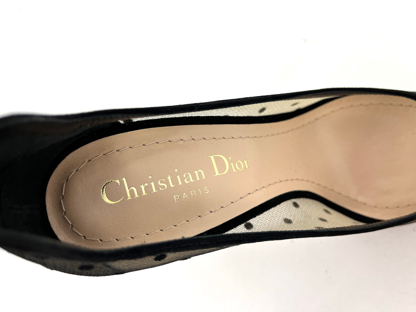 New Christian Dior Plumetis Polka Dot Mesh D-Moi Pumps 37 6.5